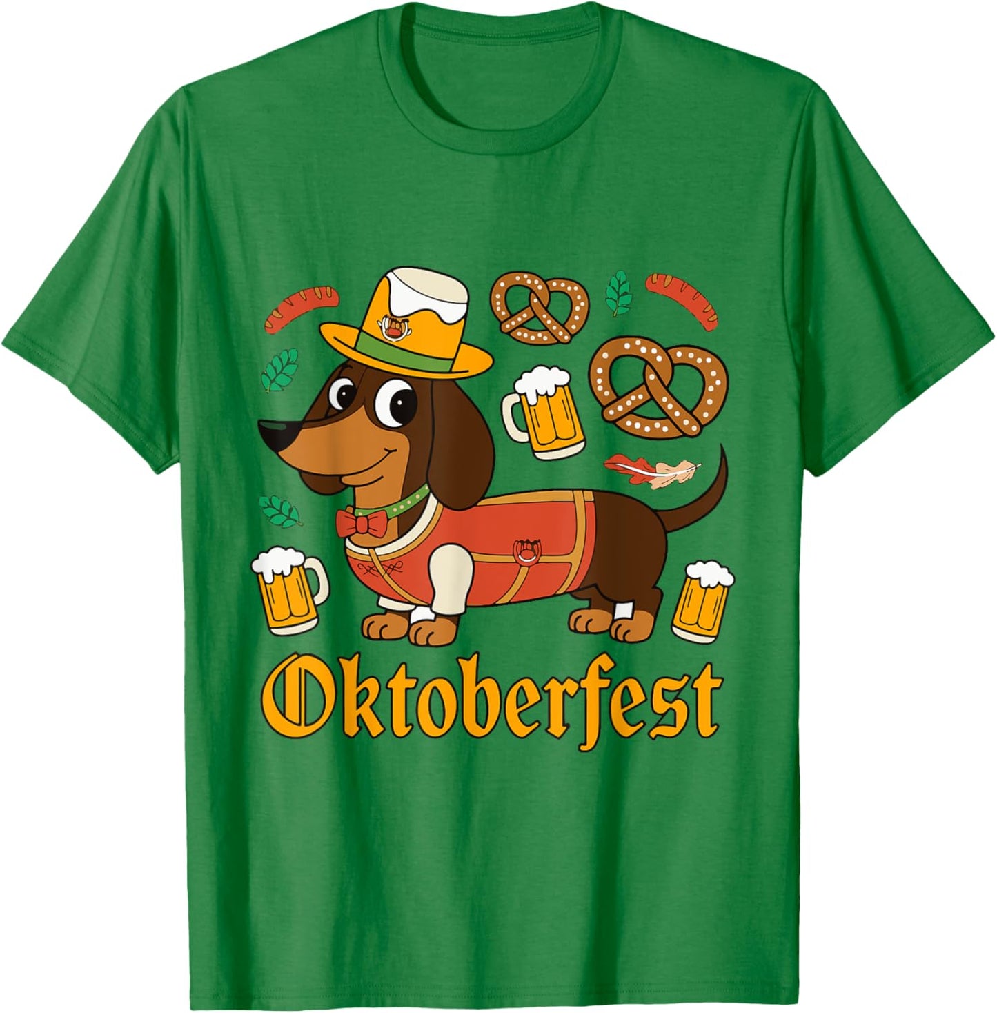 Oktoberfest Dachshund Cute Sausage Dog German Men Women T-Shirt - T-Shirt | Irish Green