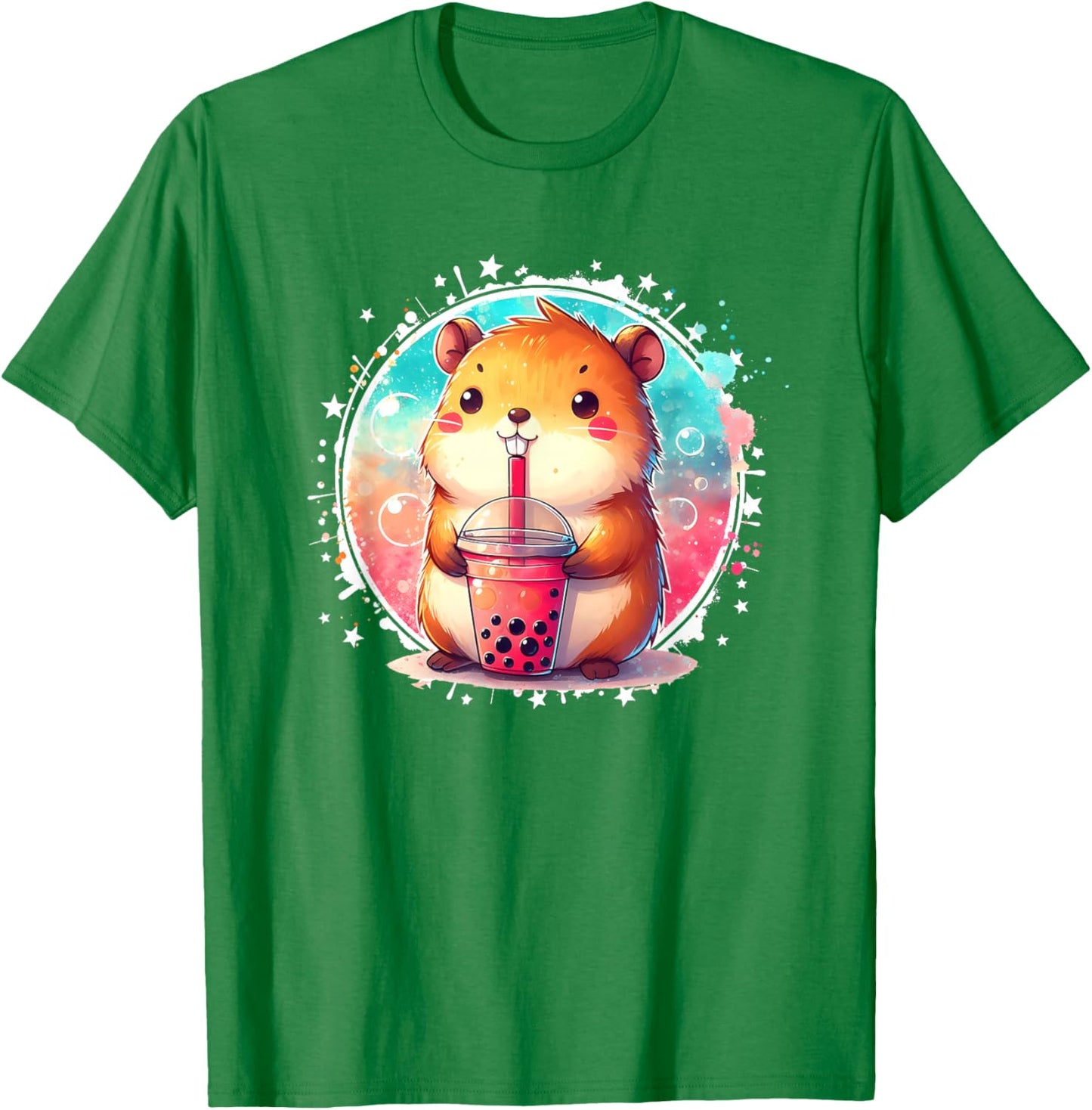 Kawaii Capybara Drinks Boba Bubble Tea Kawaii Clothes Kawaii T-Shirt - T-Shirt | Irish Green