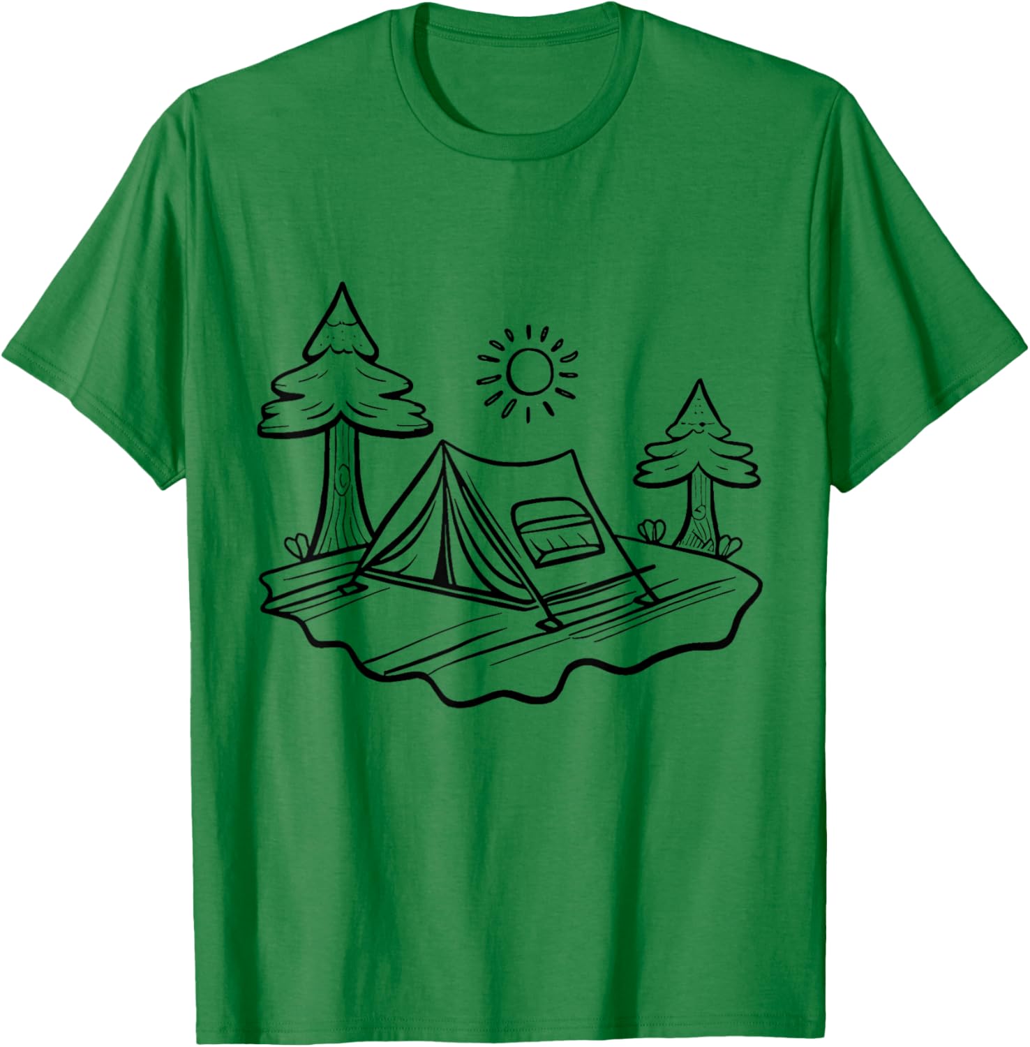 Tent camp Camping coloring and painting yourself coloring T-Shirt - T-Shirt | Irish Green