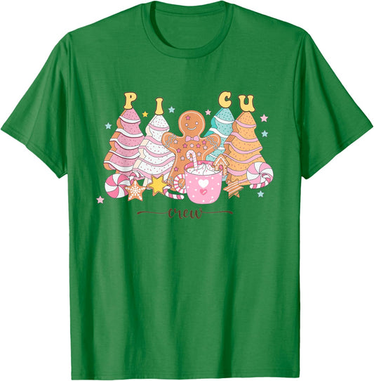 PICU Nurse Christmas Tree Gingerbread Pediatric ICU Nurse T T-Shirt - T-Shirt | Irish Green
