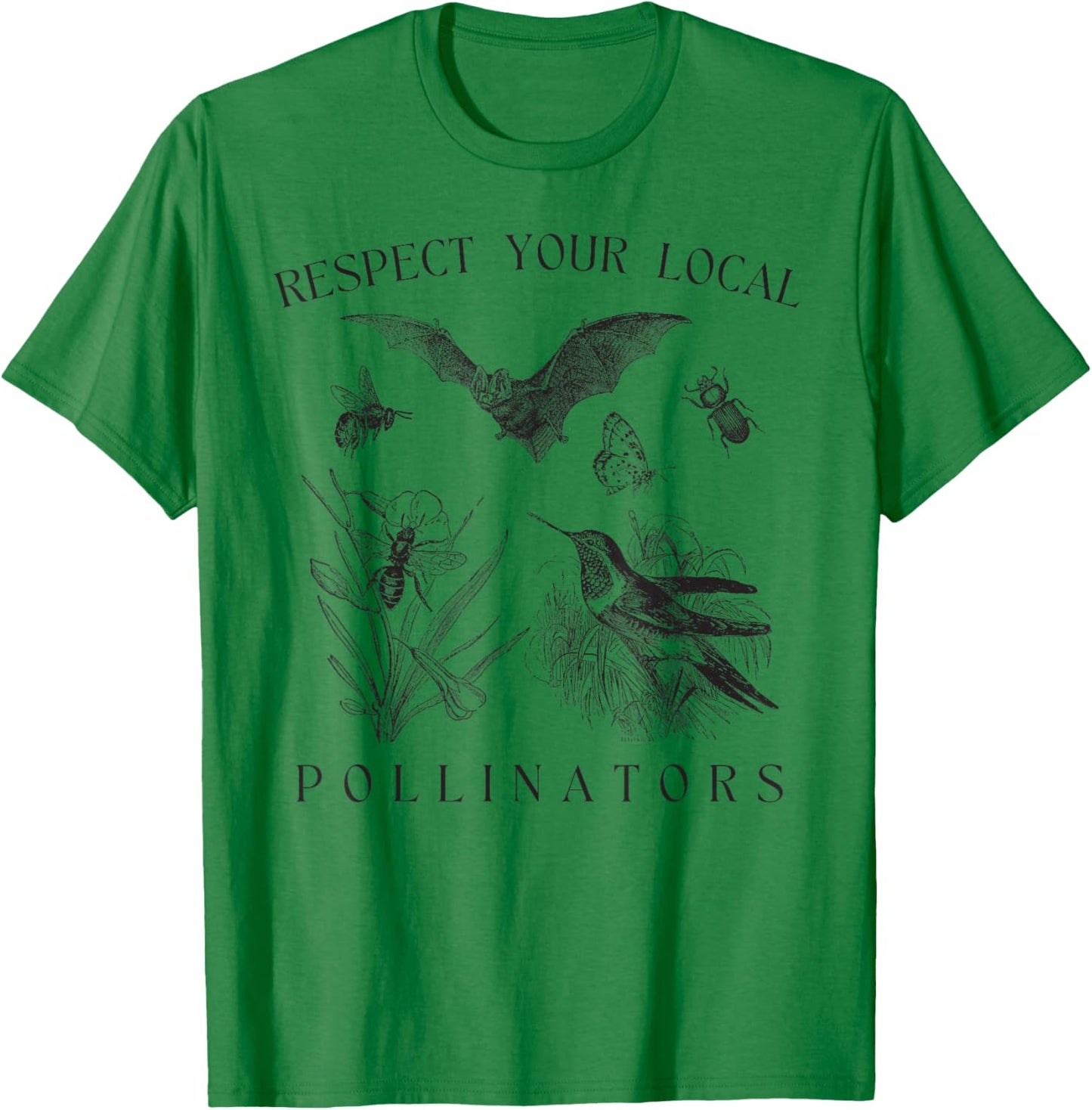 Eco-Friendly Wildlife Conservation Apparel Respect Your Local Pollinators Vintage Bug Protect Nature -Adults White Small Classic Fit Short Sleeve Spring, Summer T-Shirt - T-Shirt | Irish Green
