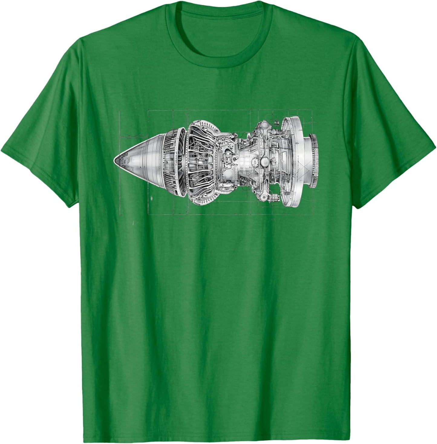 Vintage Jet Engine Block Blueprint Diagram – Men's Graphic T-Shirt - T-Shirt | Irish Green