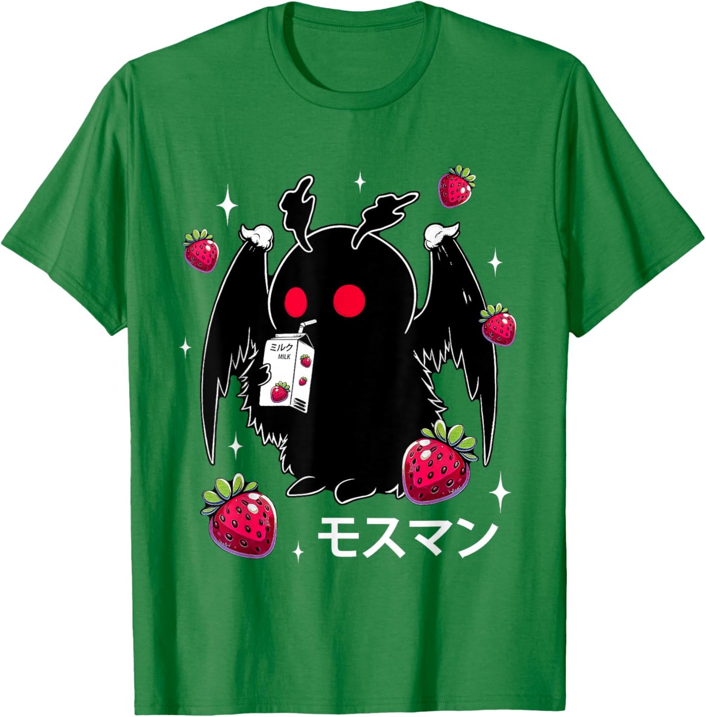 Mothman Strawberry Milk Shake Cryptid T-Shirt - T-Shirt | Irish Green