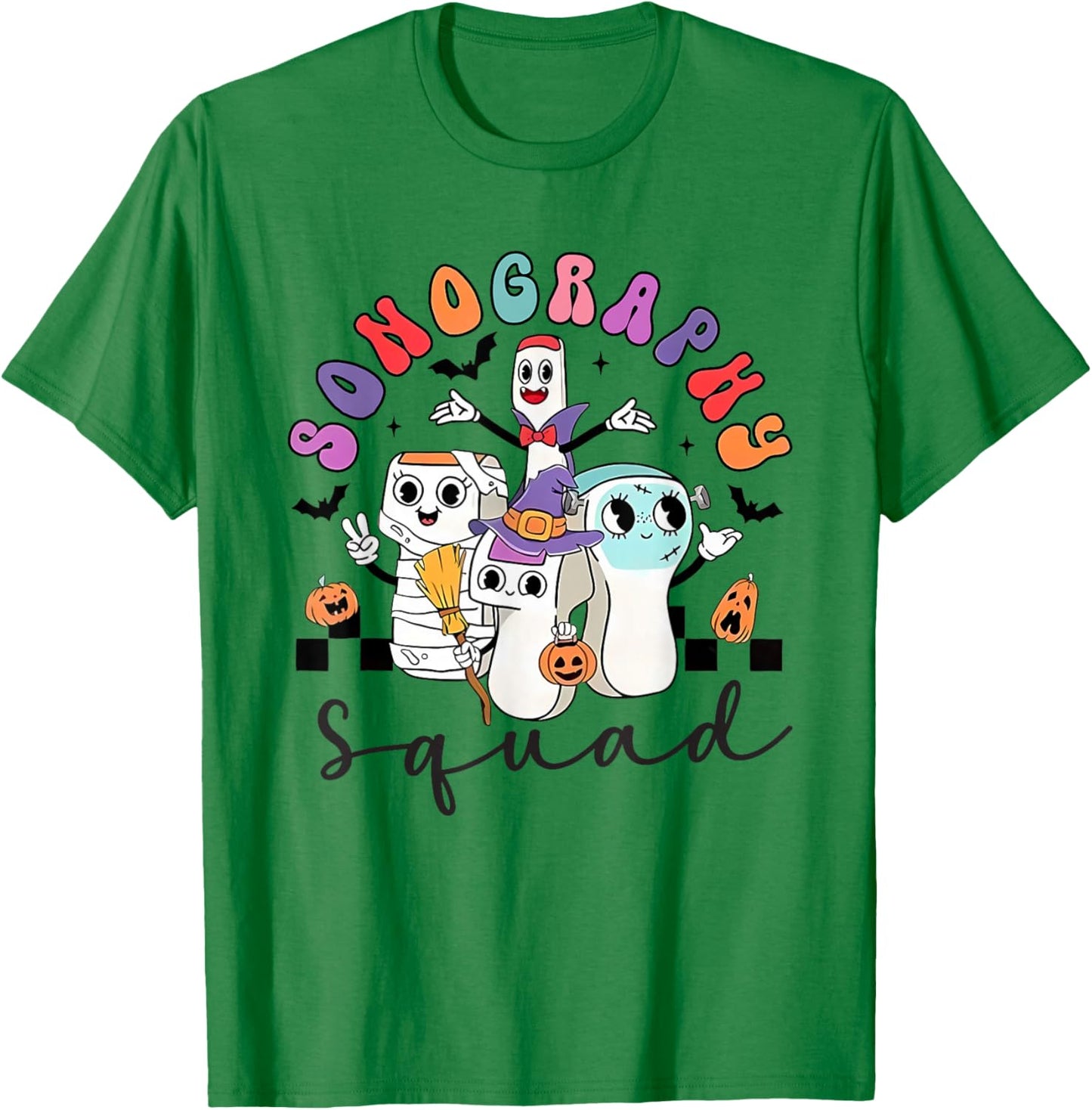 Sonography Squad Halloween Retro Ultrasound Technologist T-Shirt - T-Shirt | Irish Green