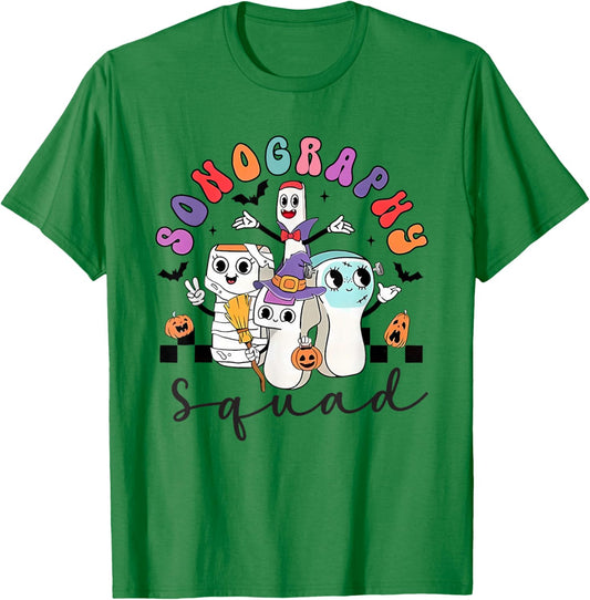 Sonography Squad Halloween Retro Ultrasound Technologist T-Shirt - T-Shirt | Irish Green