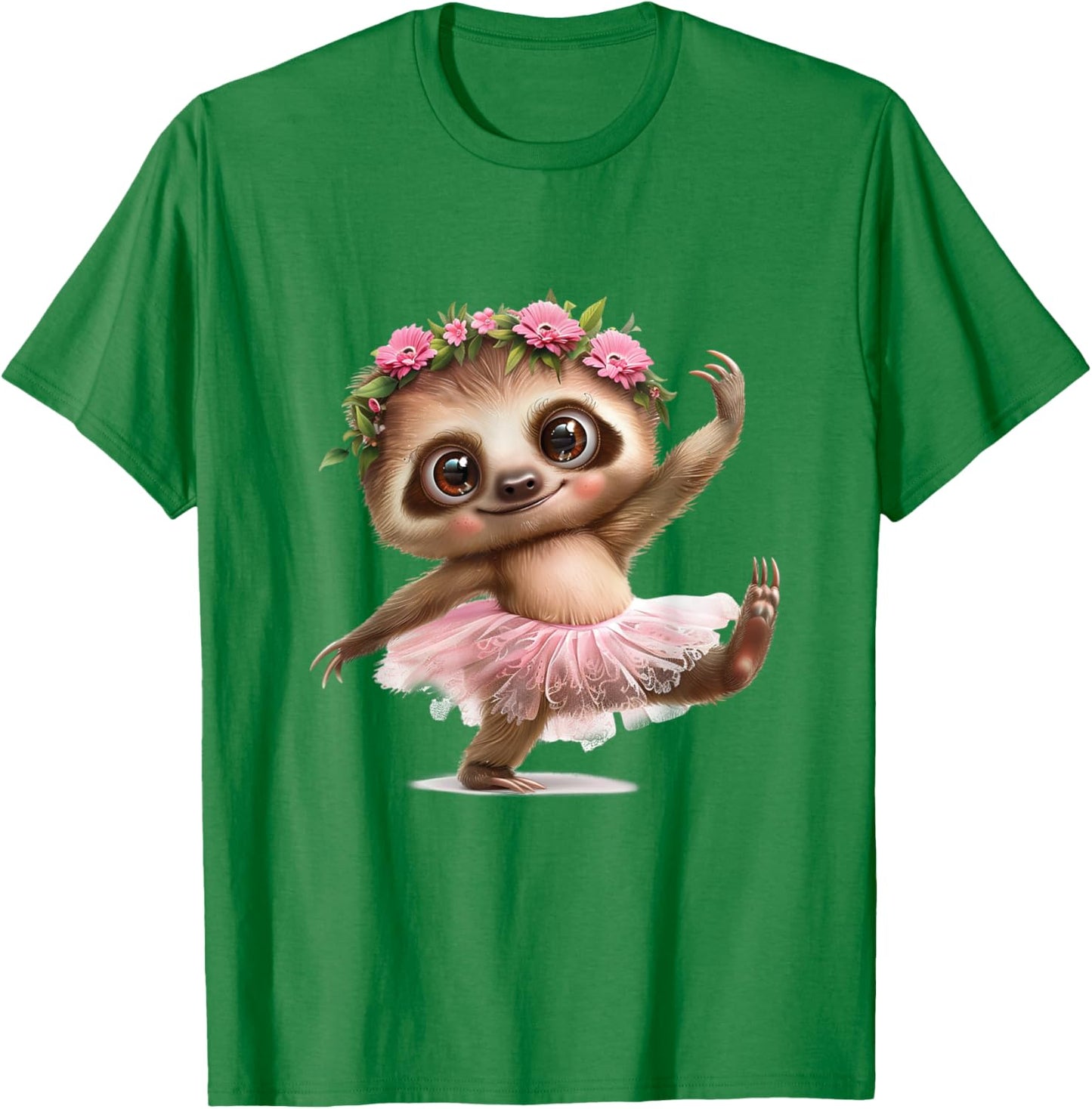 A Cute Sloth Dancing Ballet In A Pink Dress T-Shirt - T-Shirt | Irish Green