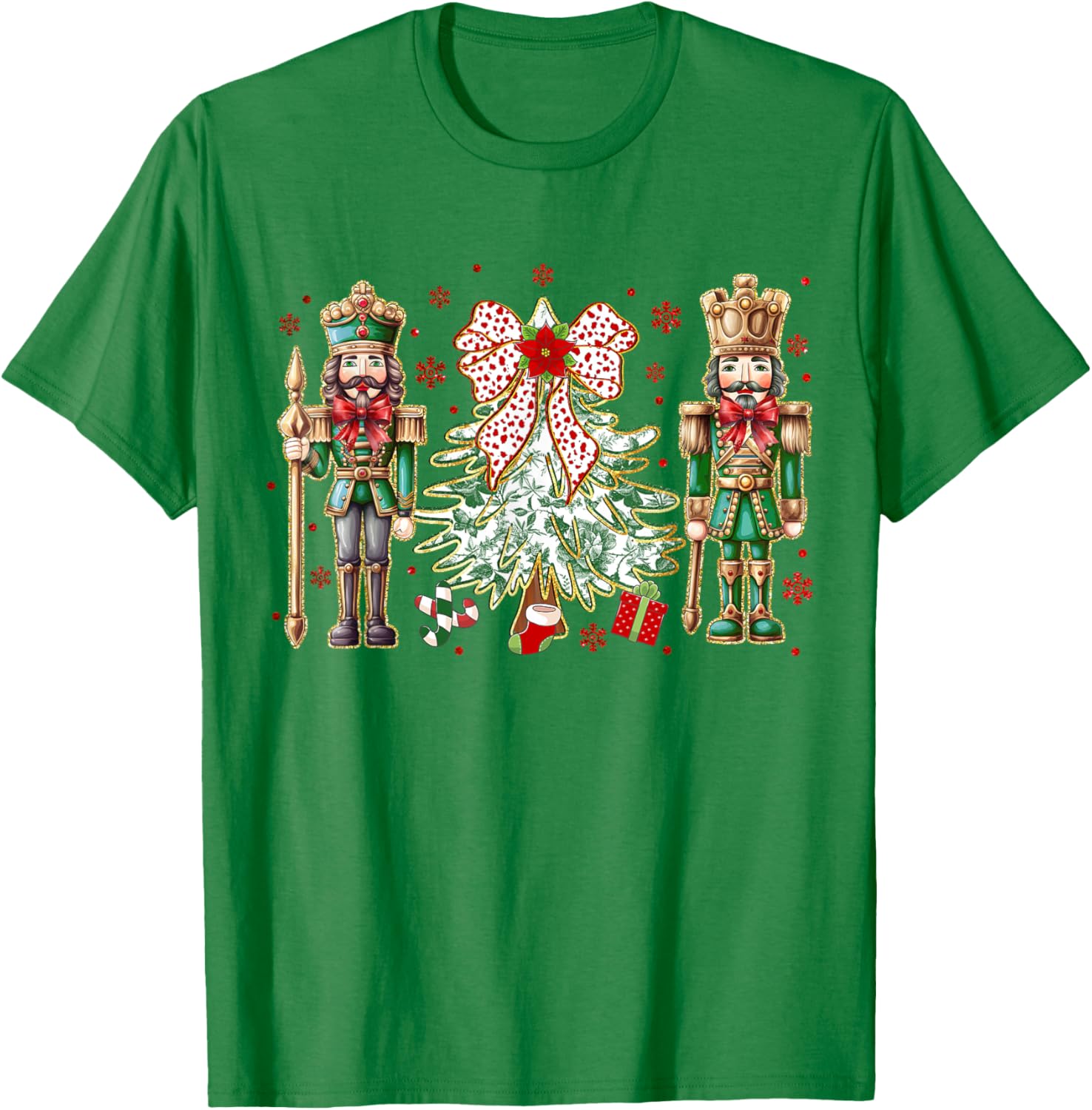 Chinoiserie Christmas Nutcracker Christmas Tree Coquette Bow T-Shirt - T-Shirt | Irish Green