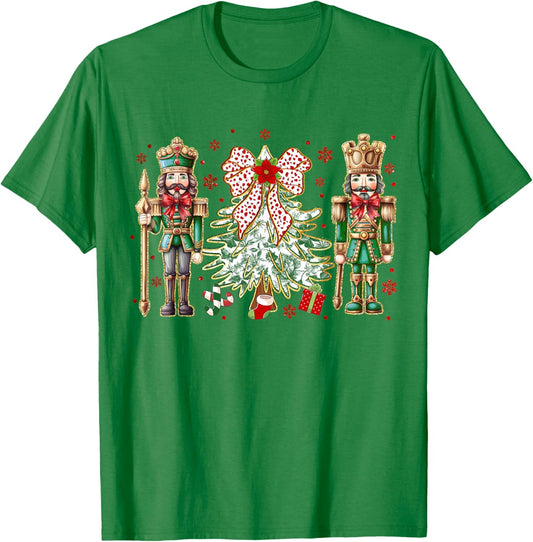 Chinoiserie Christmas Nutcracker Christmas Tree Coquette Bow T-Shirt - T-Shirt | Irish Green