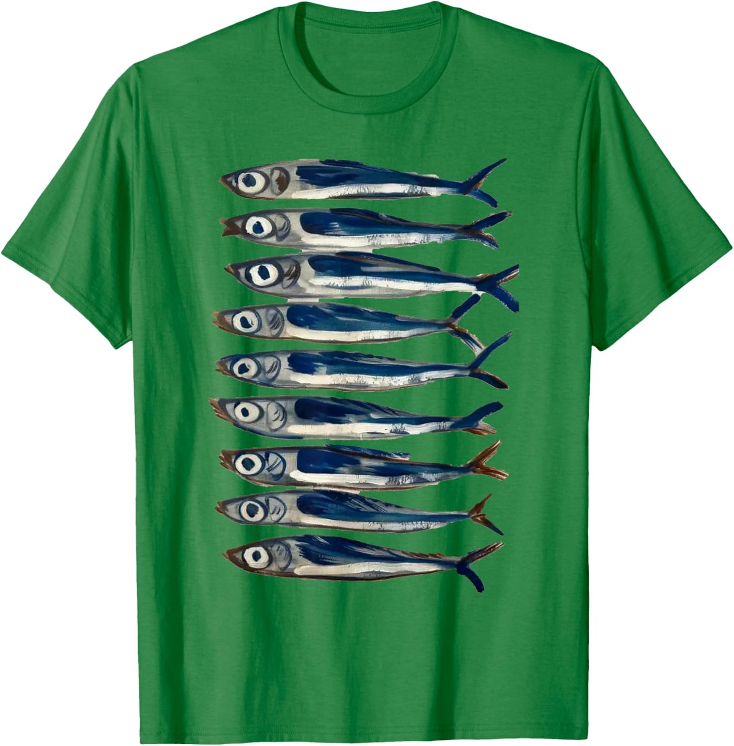 Sardine Painting Antique Still Life Fish Art Fish Restaurant T-Shirt - T-Shirt | Irish Green