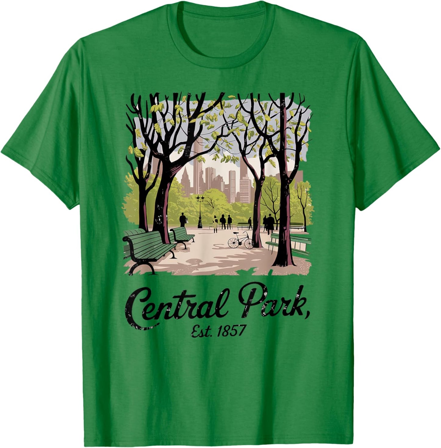Central Park, Est. 1857 New York Nostalgic Vintage NYC Style T-Shirt - T-Shirt | Irish Green