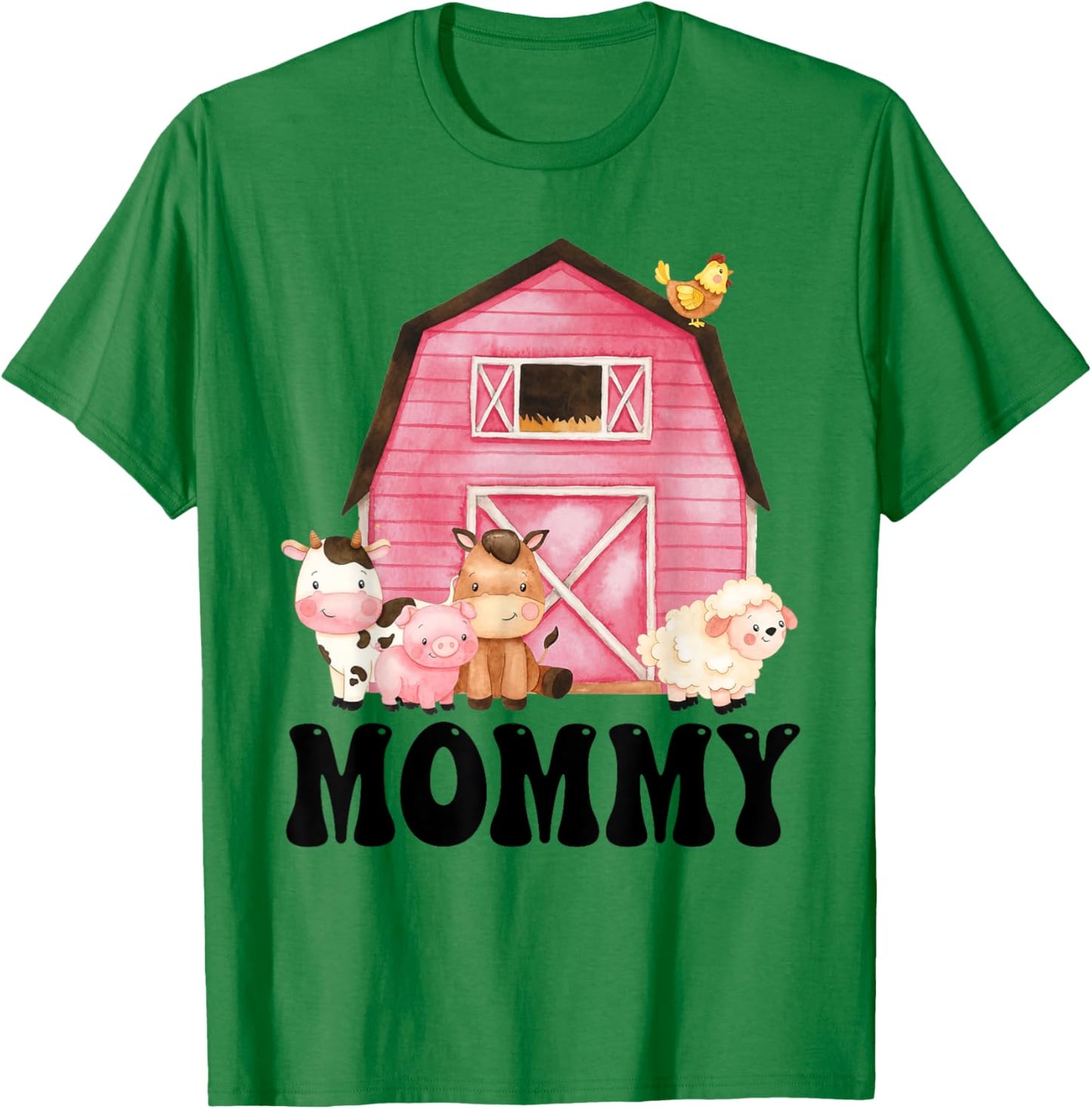 Funny Mommy Farm Animals Birthday Theme Matching Family T-Shirt - T-Shirt | Irish Green