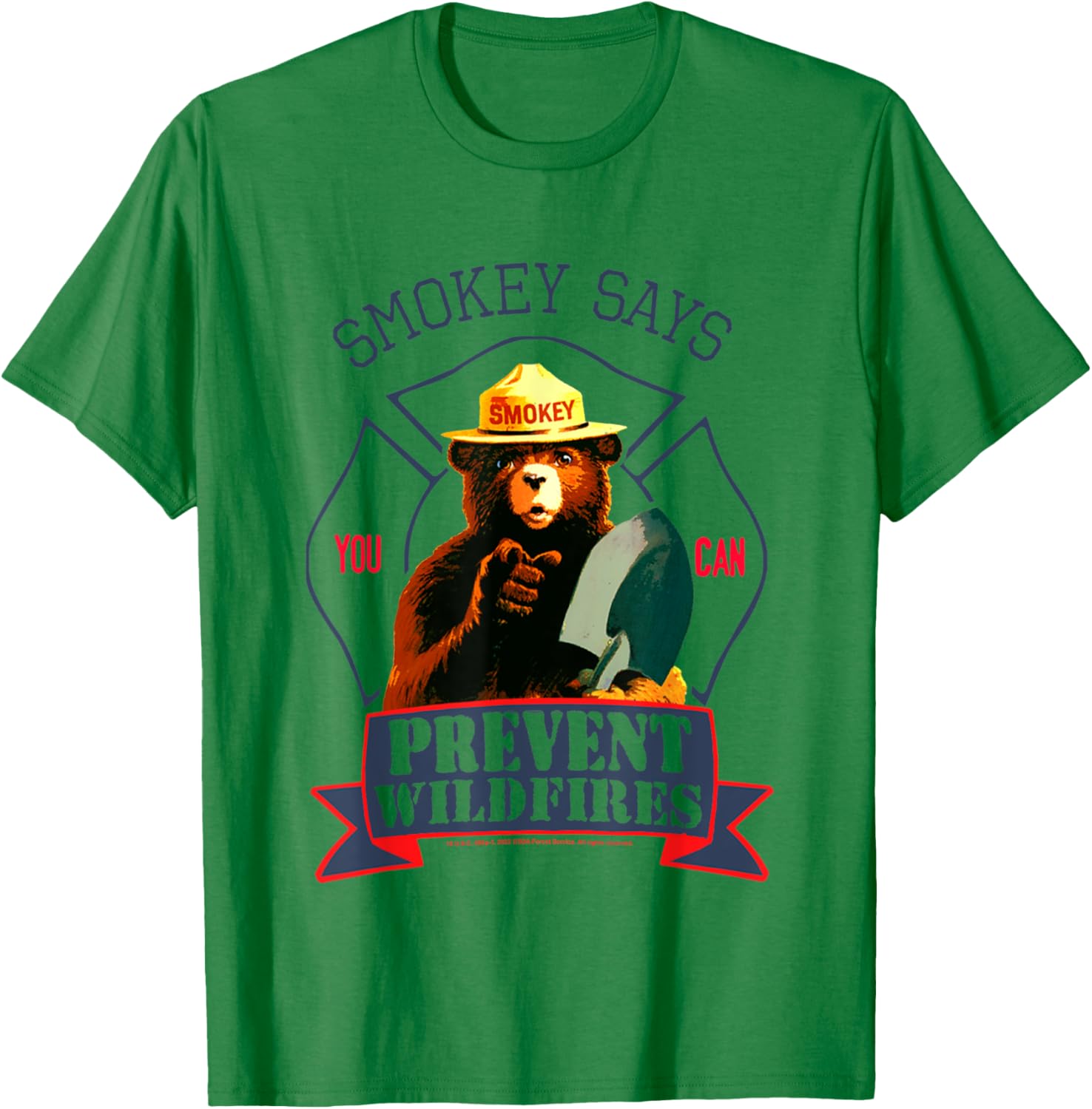 Smokey Bear You Can Prevent Forest Fires Vintage Badge T-Shirt - T-Shirt | Irish Green