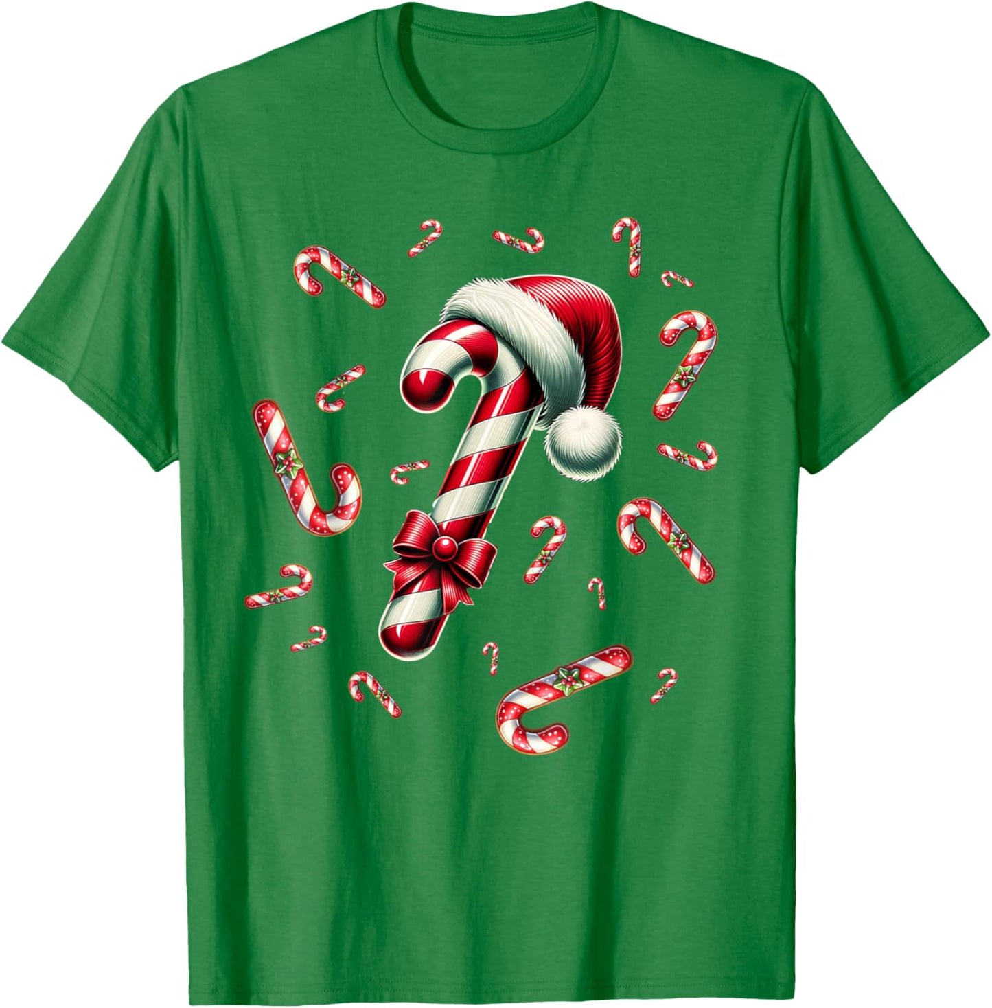Christmas Candy Cane Crew Lights Red and White Candy Costume T-Shirt - T-Shirt | Irish Green
