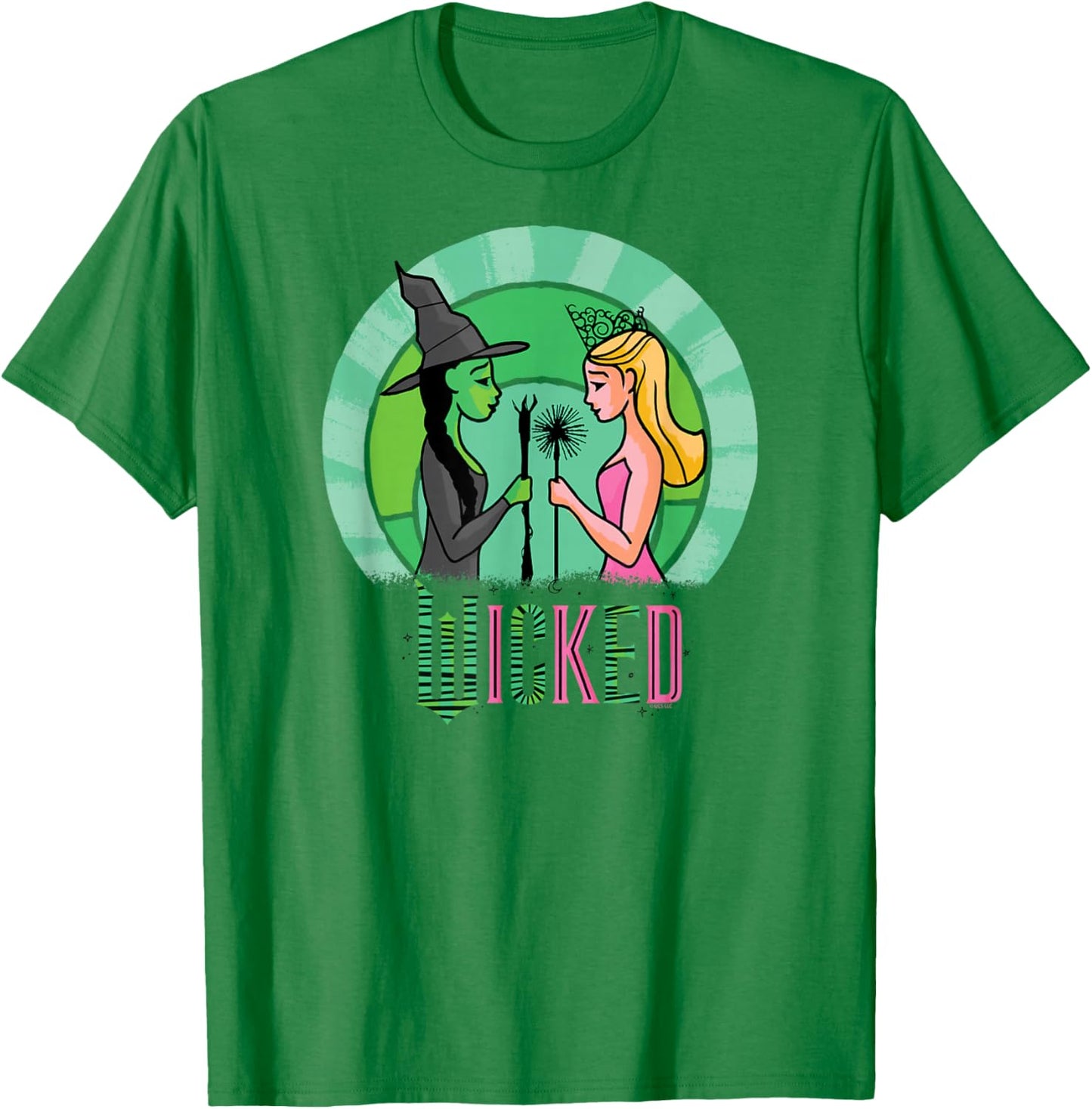 Wicked Glinda & Elphaba Sketched T-Shirt - T-Shirt | Irish Green