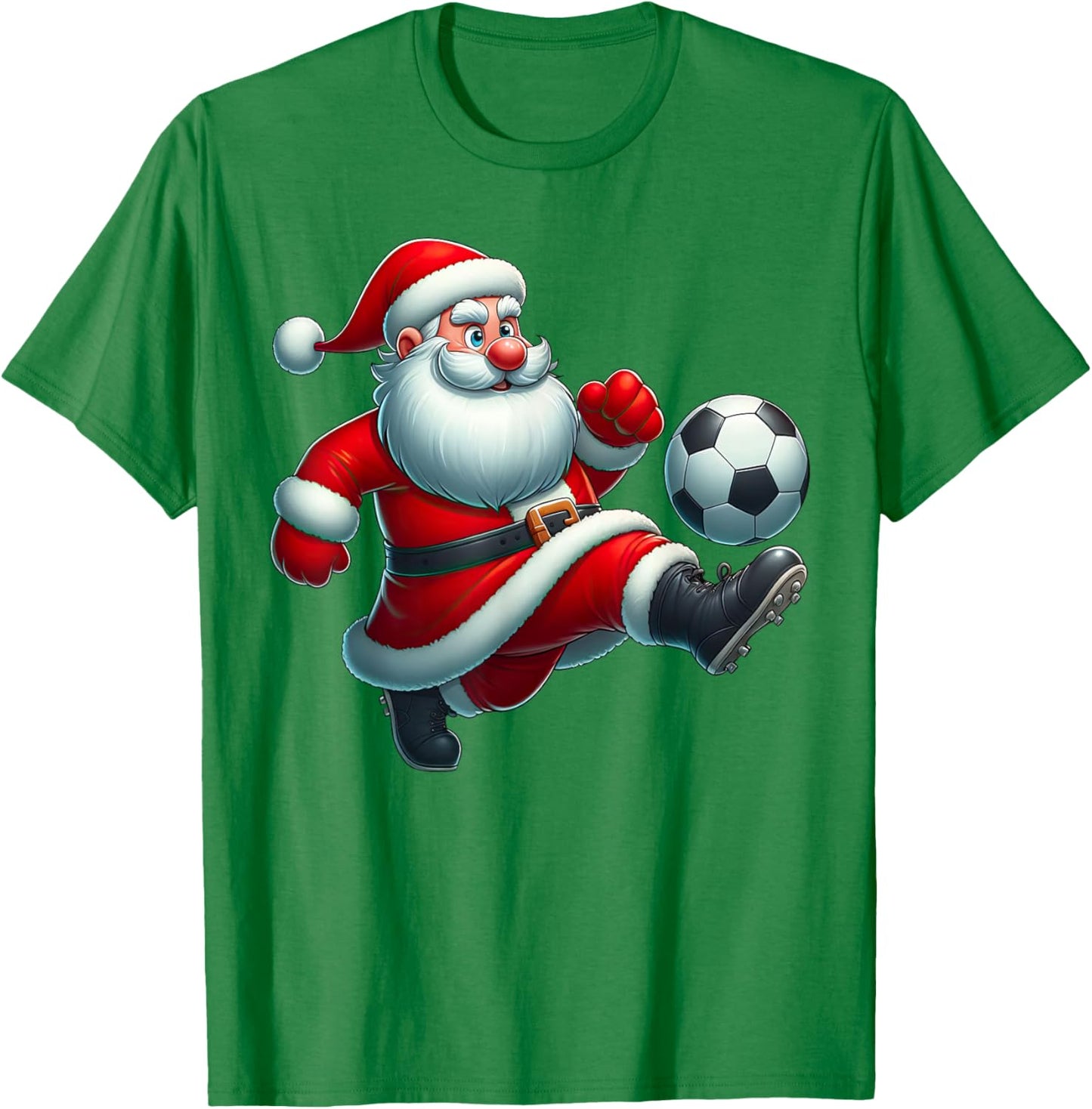 Santa Claus Soccer Player Funny Christmas Boys Girls Kids T-Shirt - T-Shirt | Irish Green