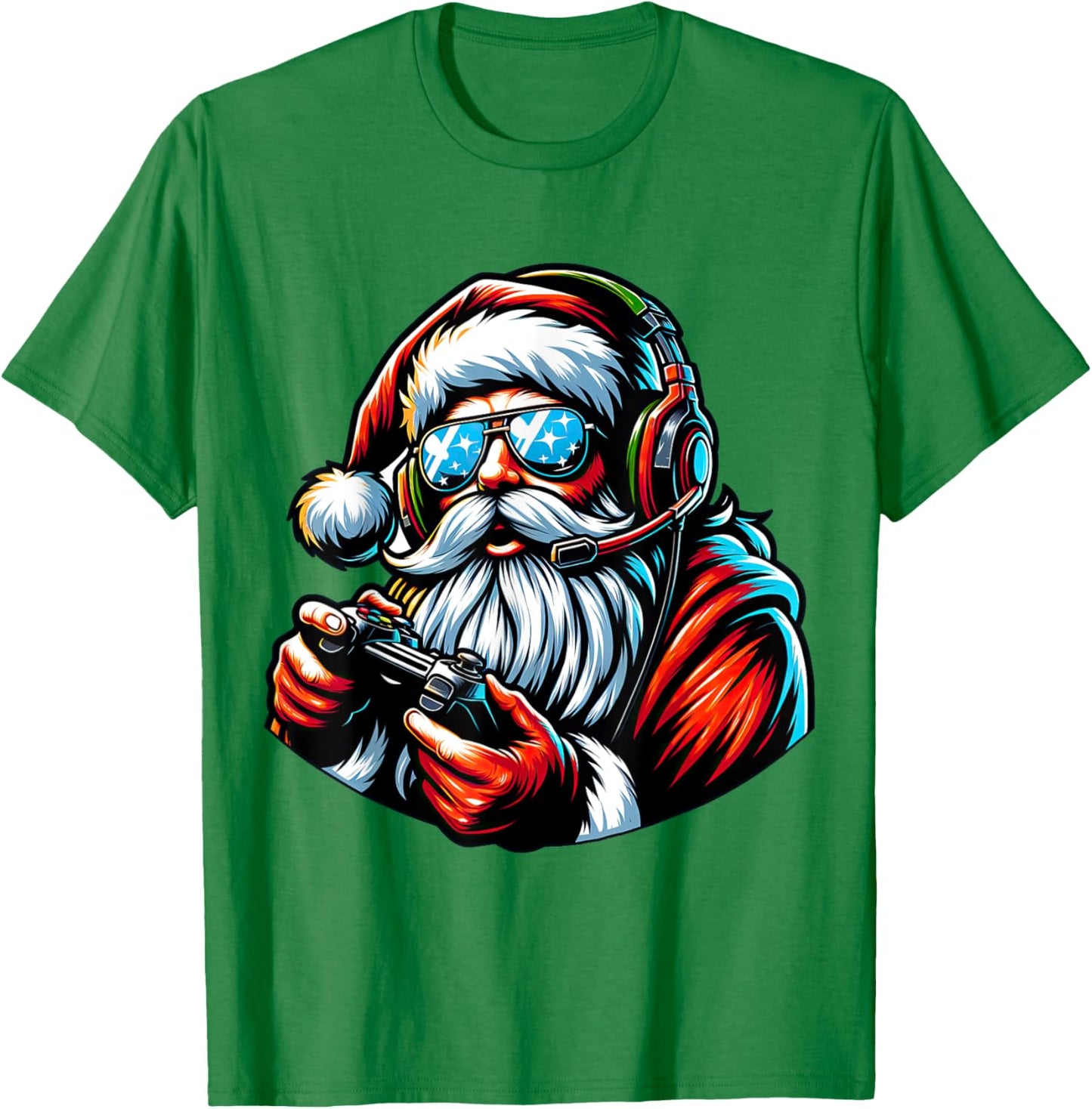 Christmas Gamer Boys Video Game Santa Xmas T-Shirt - T-Shirt | Irish Green