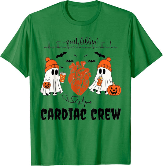 Heart Anatomy Ghosts Halloween Cardiology Heart Warrior T-Shirt - T-Shirt | Irish Green