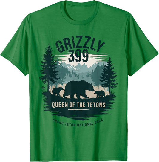 Queen Of The Tetons Grizzly 399 Bear Lovers National Park T-Shirt - T-Shirt | Irish Green