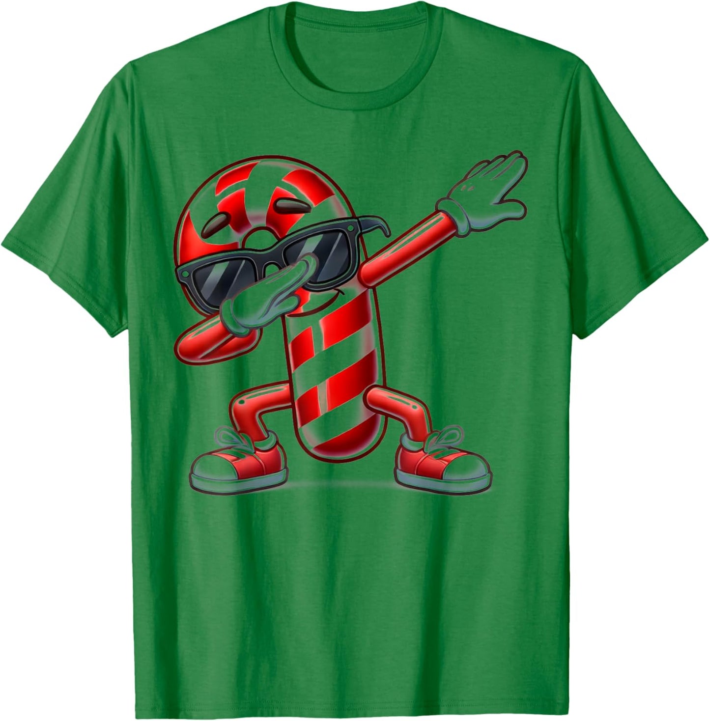 Dabbing Candy Cane Funny Christmas T-Shirt - T-Shirt | Irish Green