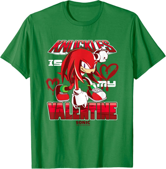 Sonic The Hedgehog Valentine's Day Knuckles My Valentine T-Shirt - T-Shirt | Irish Green