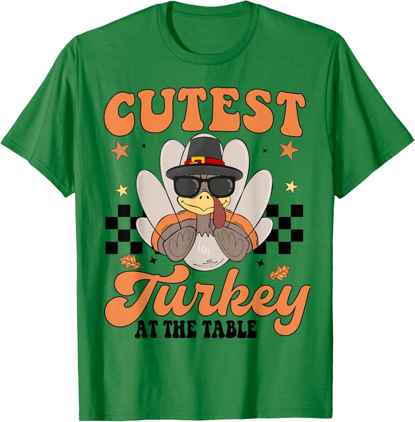 Cutest Turkey At Table Boy Thanksgiving Trot Squad 2025 Gear T-Shirt - T-Shirt | Irish Green