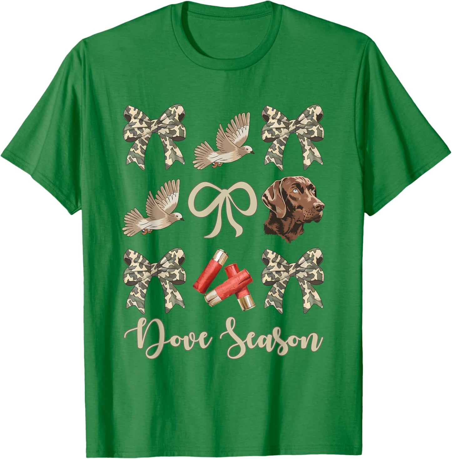 Camo Bow Coquette Dove Season Hunting Dove Hunter Hunt Girl T-Shirt - T-Shirt | Irish Green