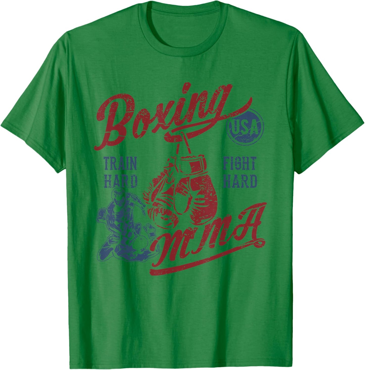 Retro Boxing MMA USA Vintage Distressed Style Design T-Shirt - T-Shirt | Irish Green