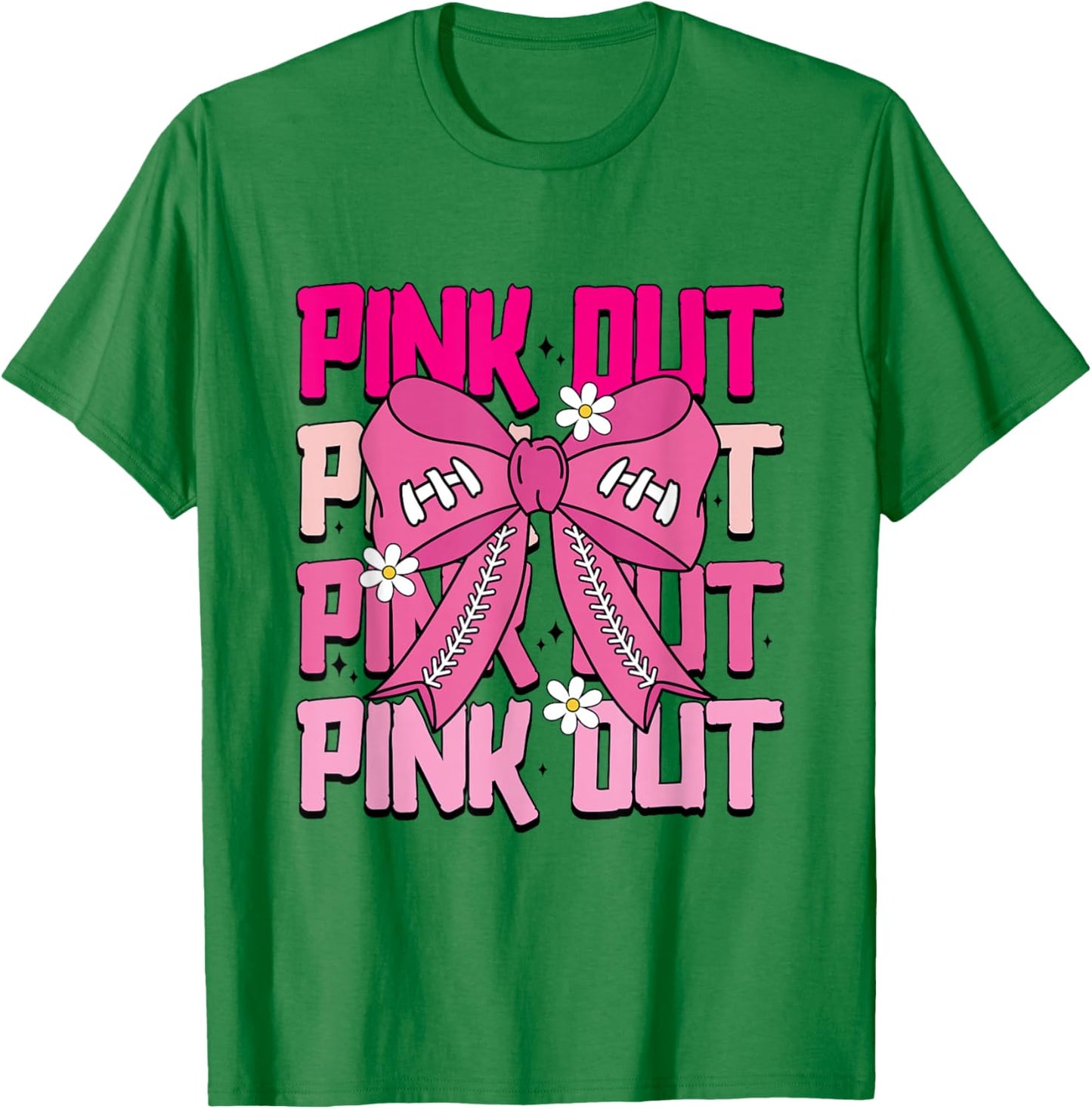 Pink Out Breast Cancer Football Pink Bow Breast Cancer Women T-Shirt - T-Shirt | Irish Green