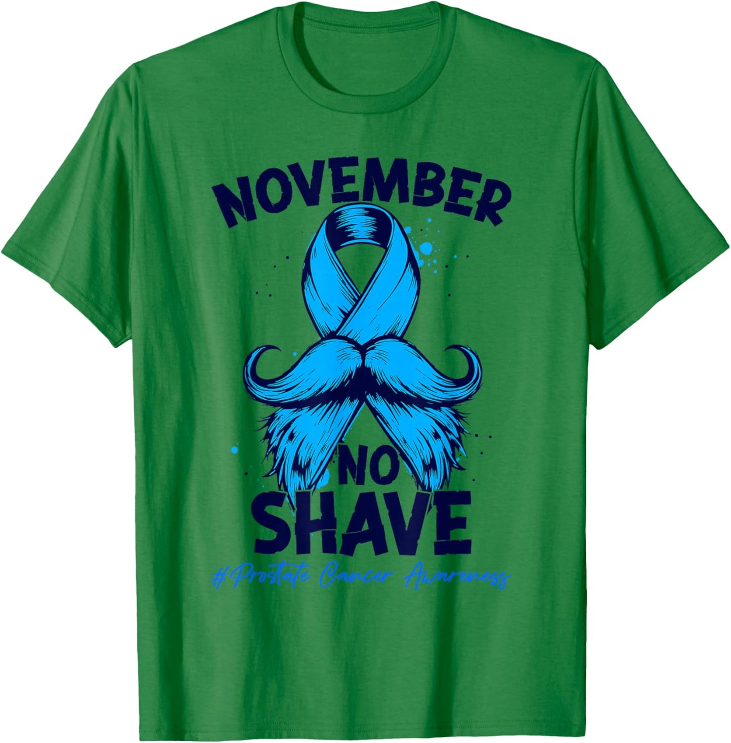 November No Shave Prostate Cancer Awareness Blue Ribbon T-Shirt - T-Shirt | Irish Green