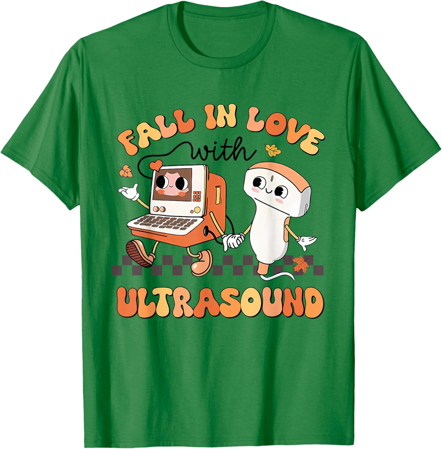 Fall In Love With Ultrasound Sonographer Tech Vascular Tech T-Shirt - T-Shirt | Irish Green