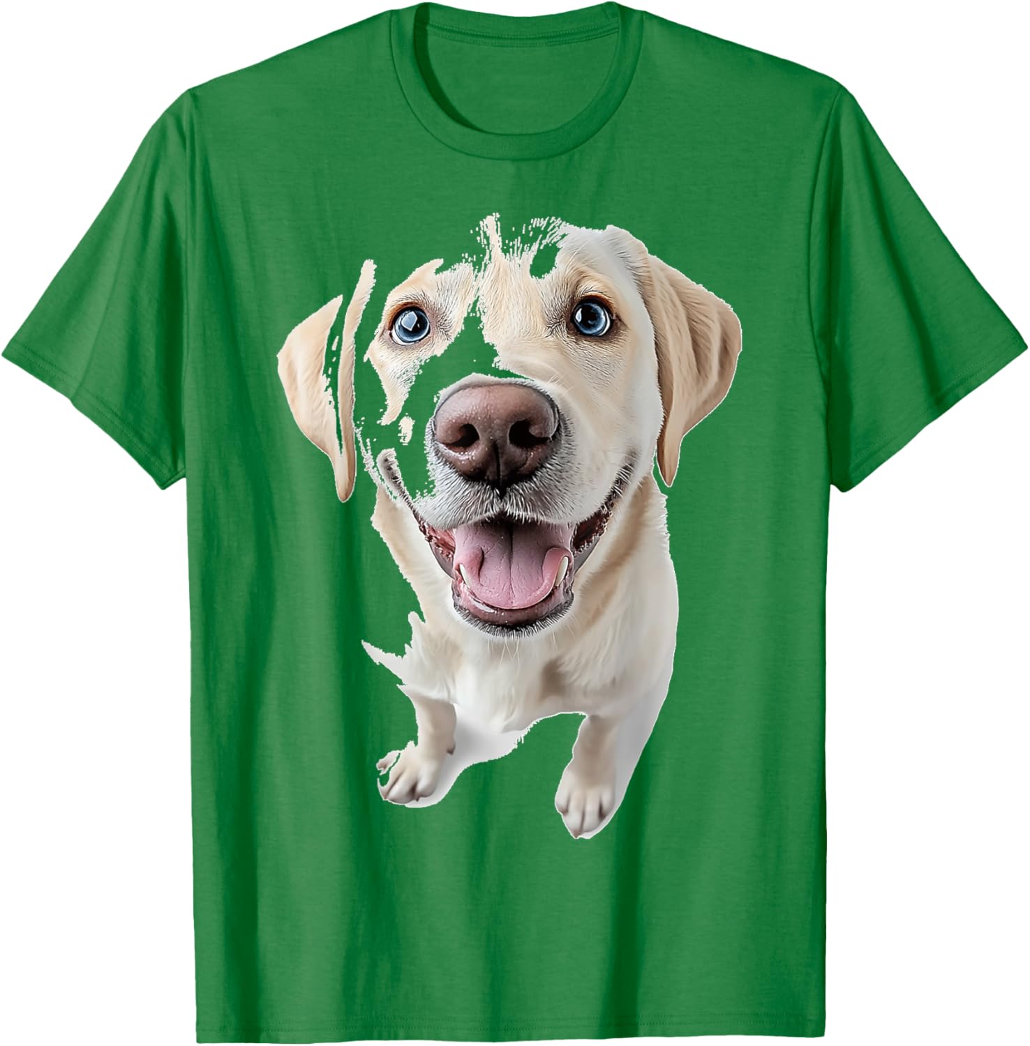 Labrador Dog Graphic Pet Artwork Blue Eyes Labrador T-Shirt - T-Shirt | Irish Green