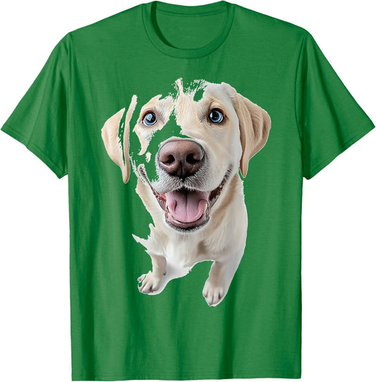 Labrador Dog Graphic Pet Artwork Blue Eyes Labrador T-Shirt - T-Shirt | Irish Green