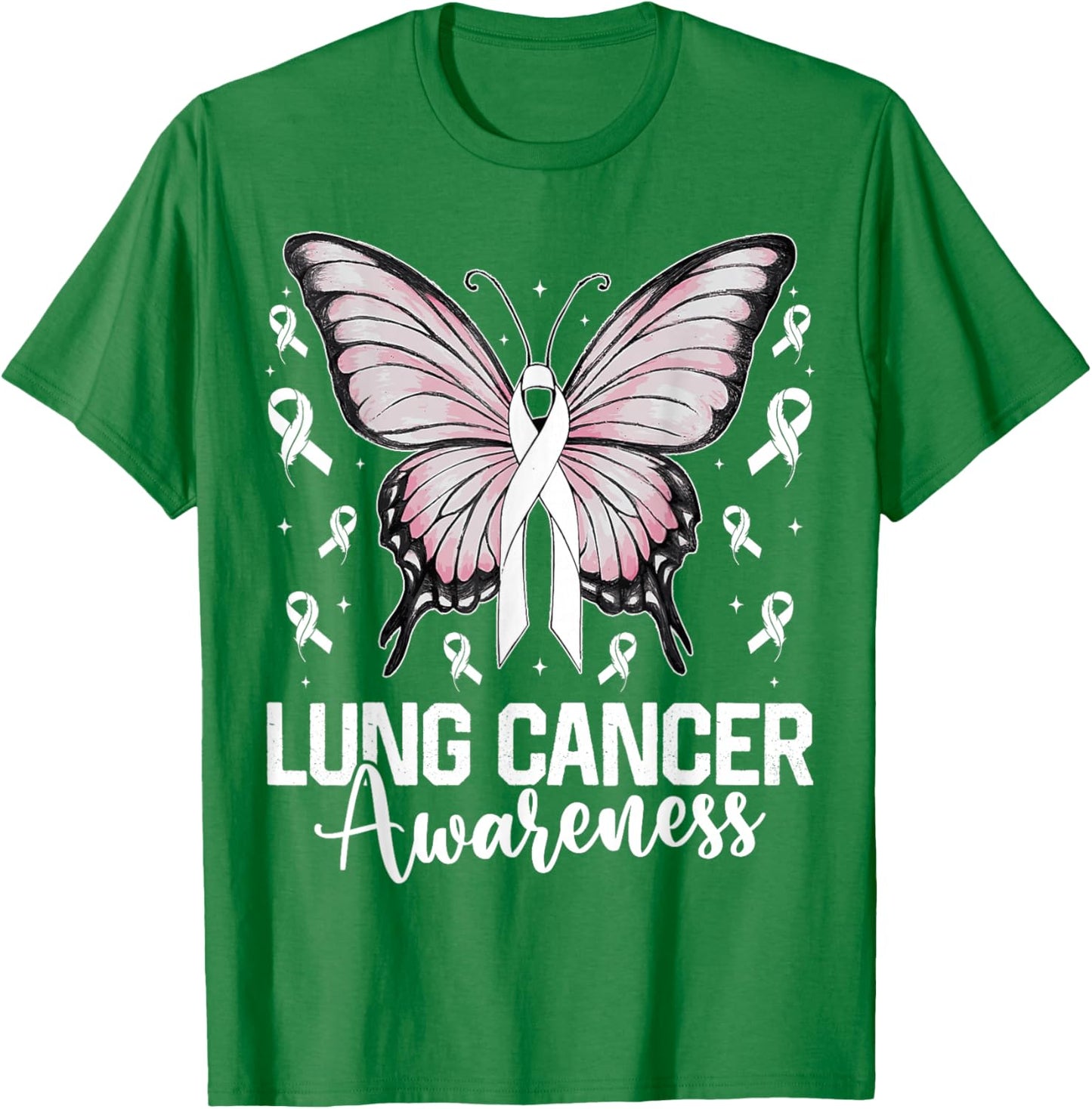 Lung Cancer Awareness Butterfly Ribbon Cancer Support T-Shirt - T-Shirt | Irish Green