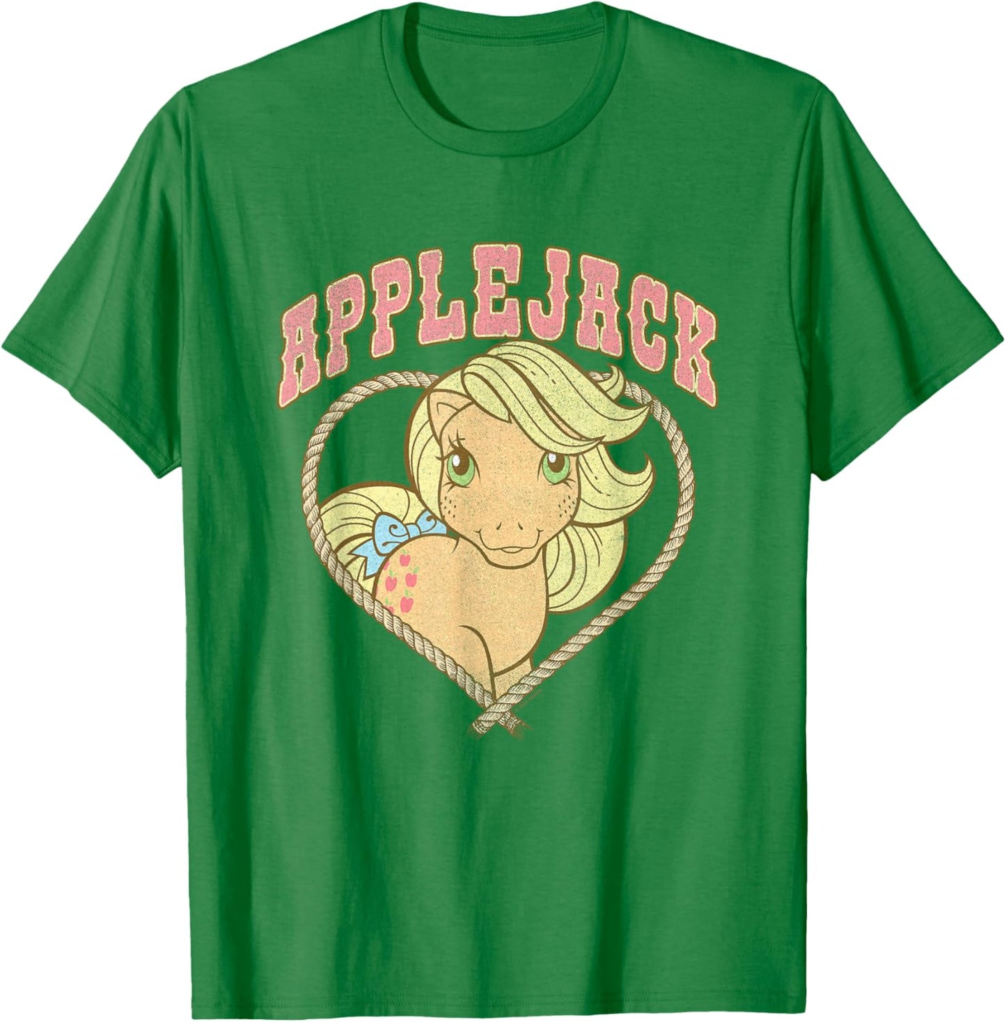 My Little Pony Cute Applejack Cowgirl Heart Shape Chest Logo T-Shirt - T-Shirt | Irish Green