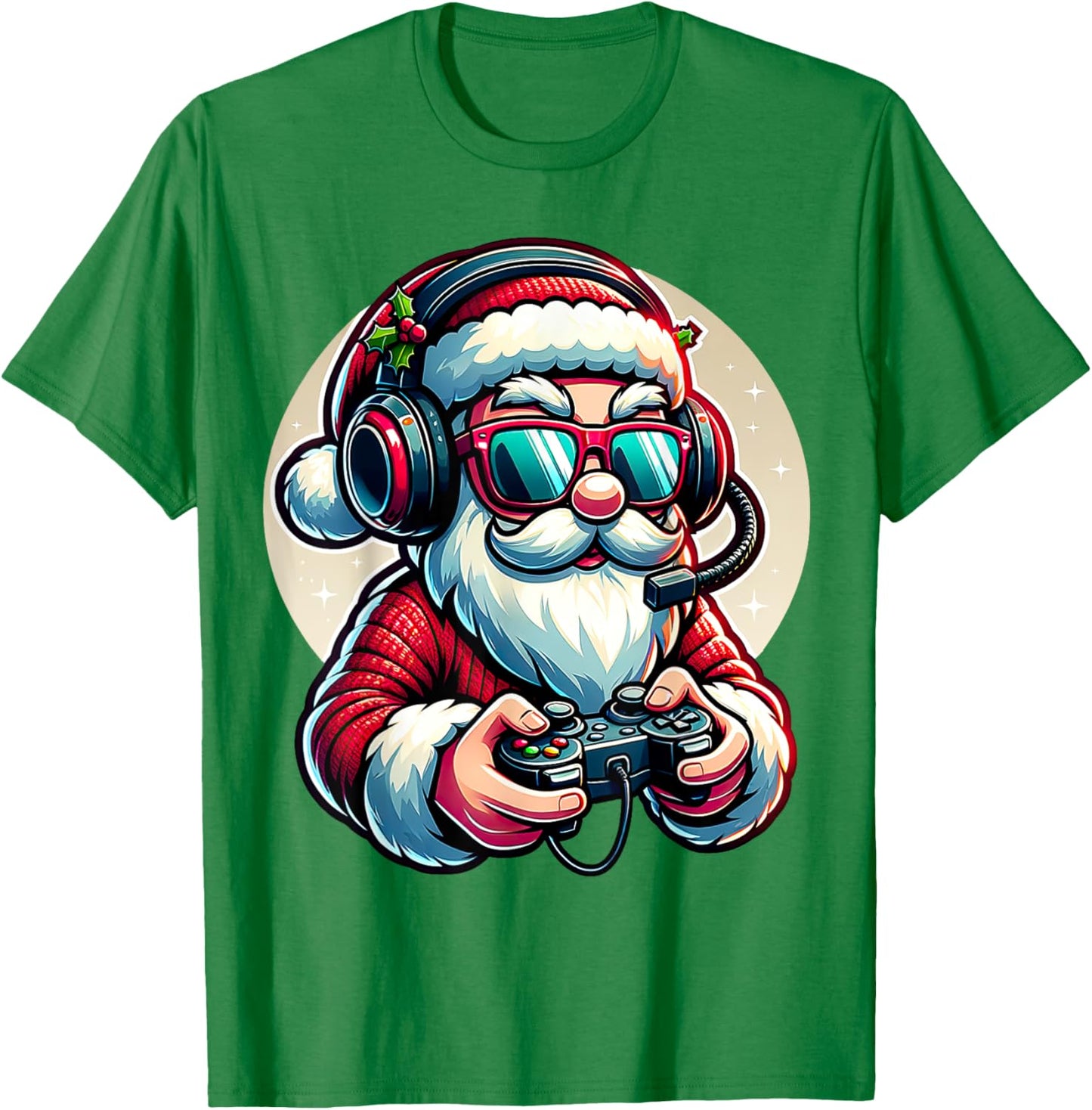 Christmas Gamer Boys Video Game Santa Xmas T-Shirt - T-Shirt | Irish Green