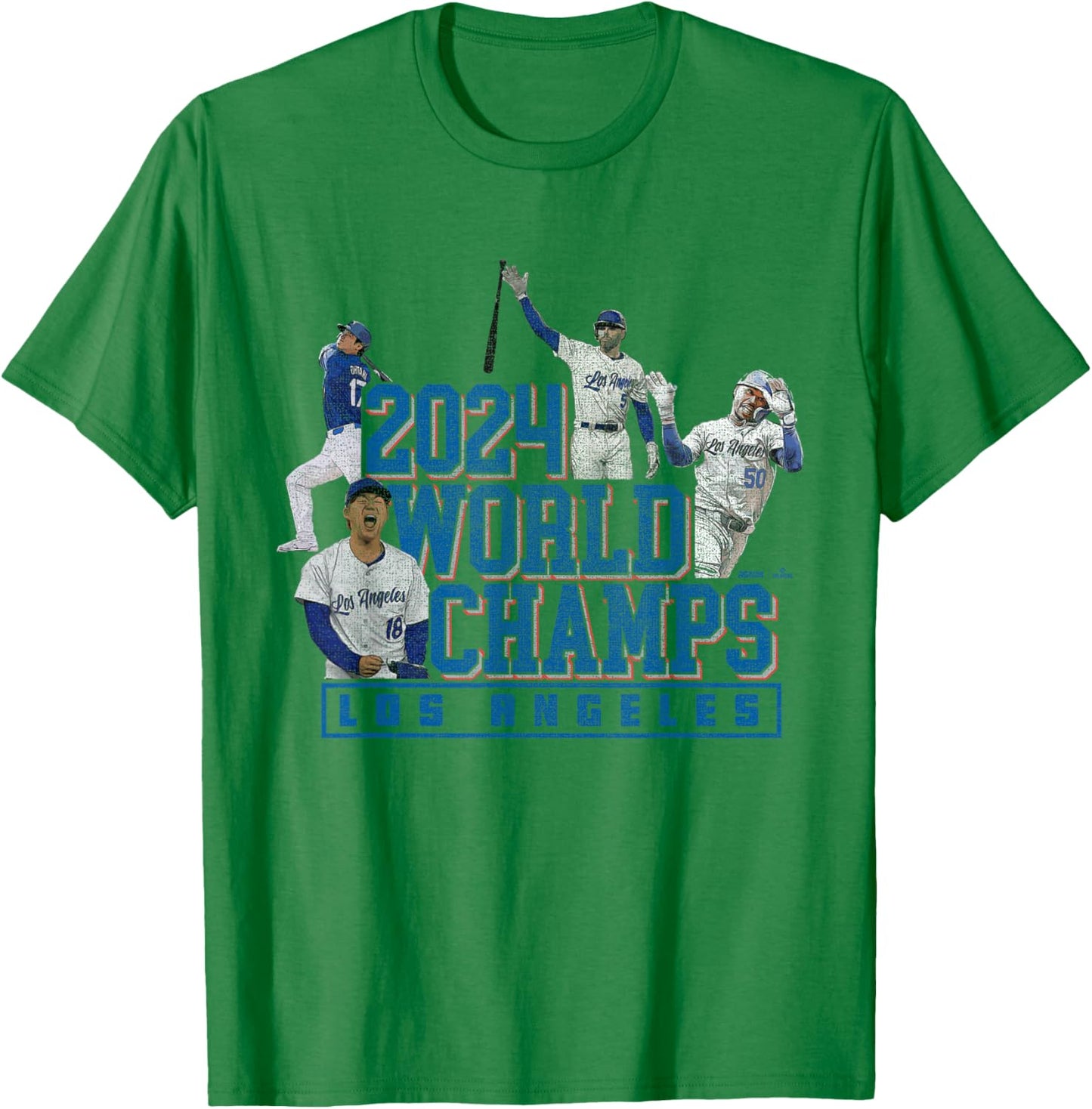 2024 World Champs – LA Team 4 Players – Los Angeles Baseball T-Shirt - T-Shirt | Irish Green