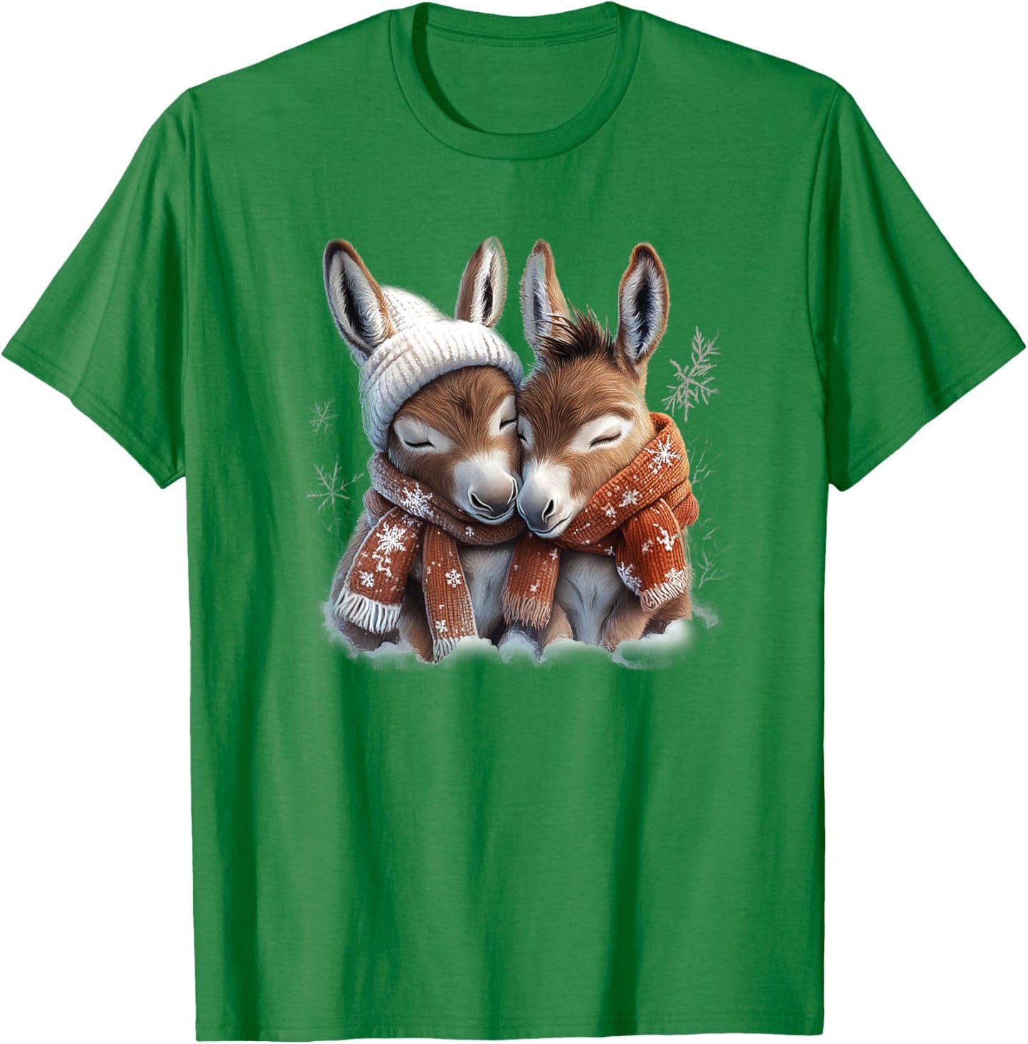 Adorable Baby Donkeys Wearing Scarves, Exuding Cuteness T-Shirt - T-Shirt | Irish Green