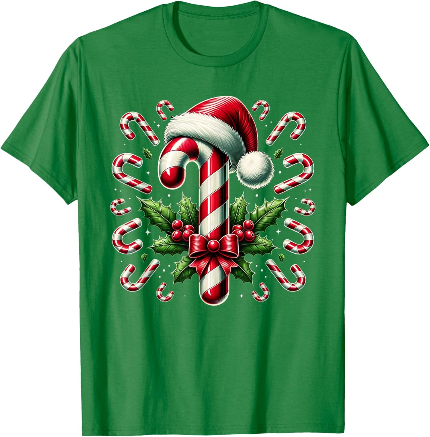 Christmas Candy Cane Crew Lights Red and White Candy Costume T-Shirt - T-Shirt | Irish Green