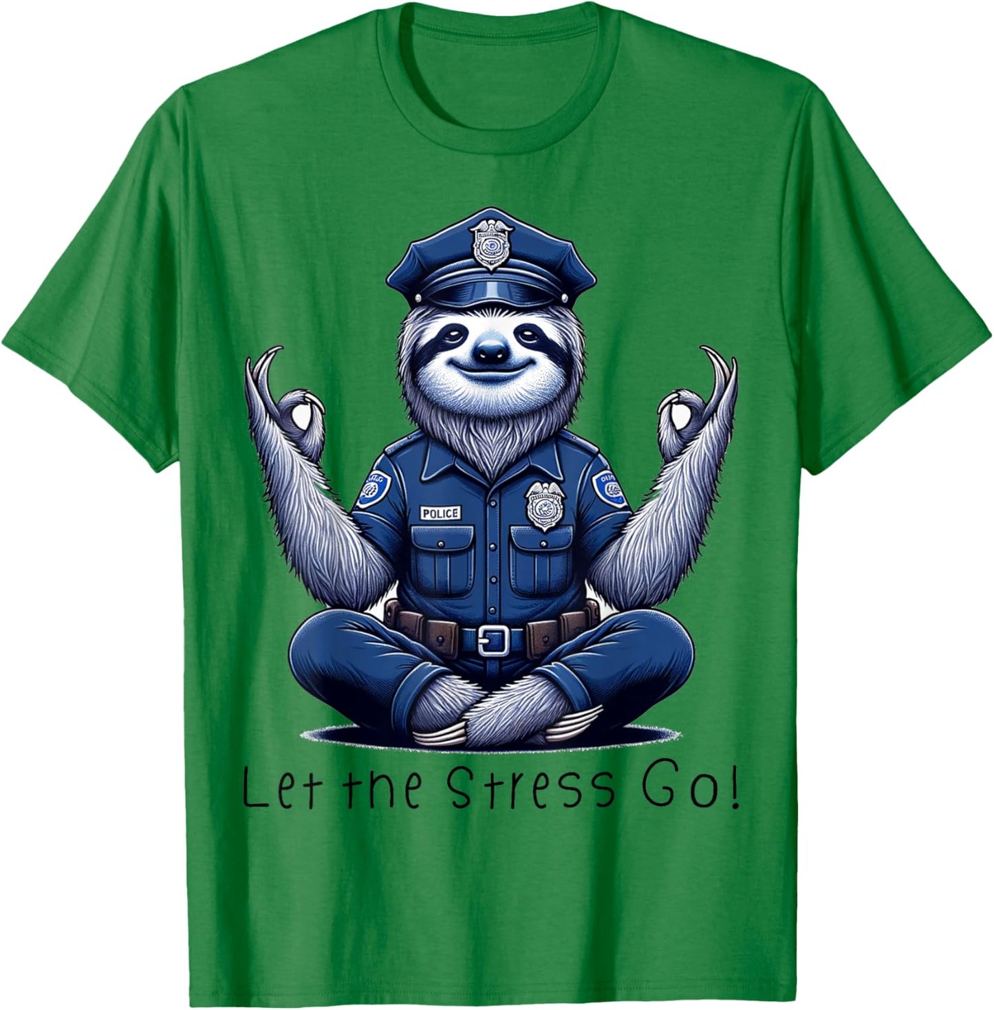Let the stress go sloth policeman police yoga T-Shirt - T-Shirt | Irish Green