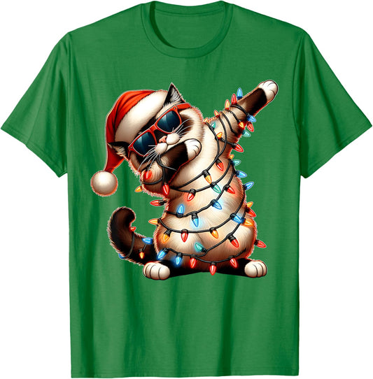 Dabbing Birman Cat Sunglasses Cute Christmas Xmas T-Shirt - T-Shirt | Irish Green