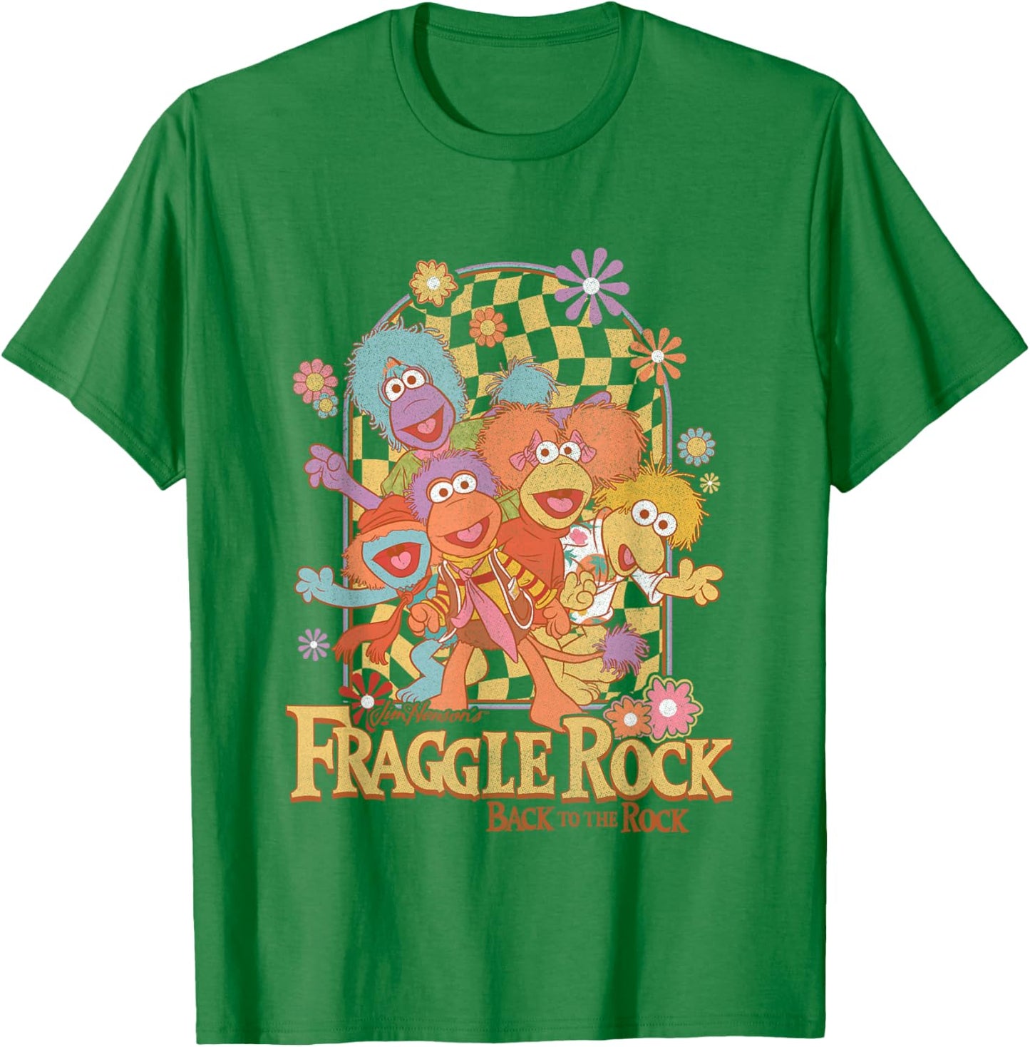 Fraggle Rock Back To The Rock Group Shot Vintage Chest Logo T-Shirt - T-Shirt | Irish Green