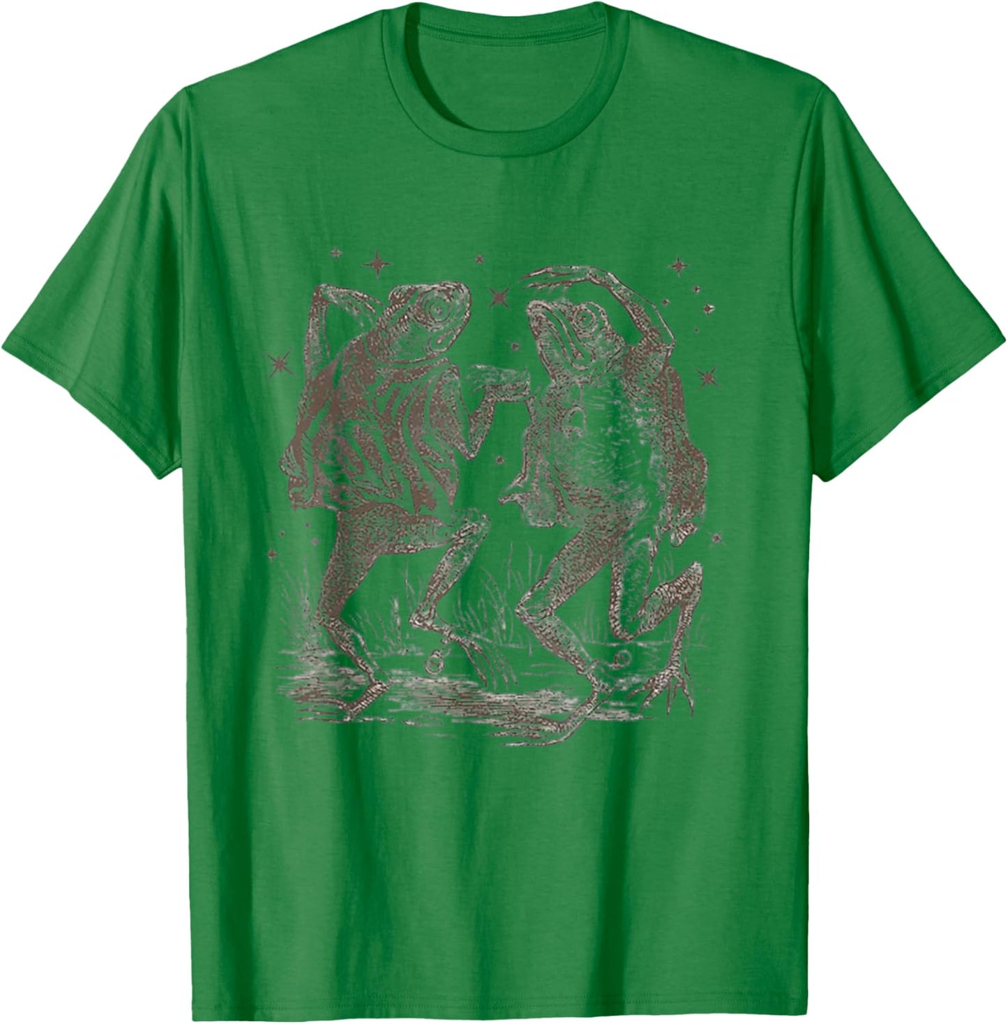 Dancing Frog Stars Vintage 90s Tattoo Style T-Shirt - T-Shirt | Irish Green