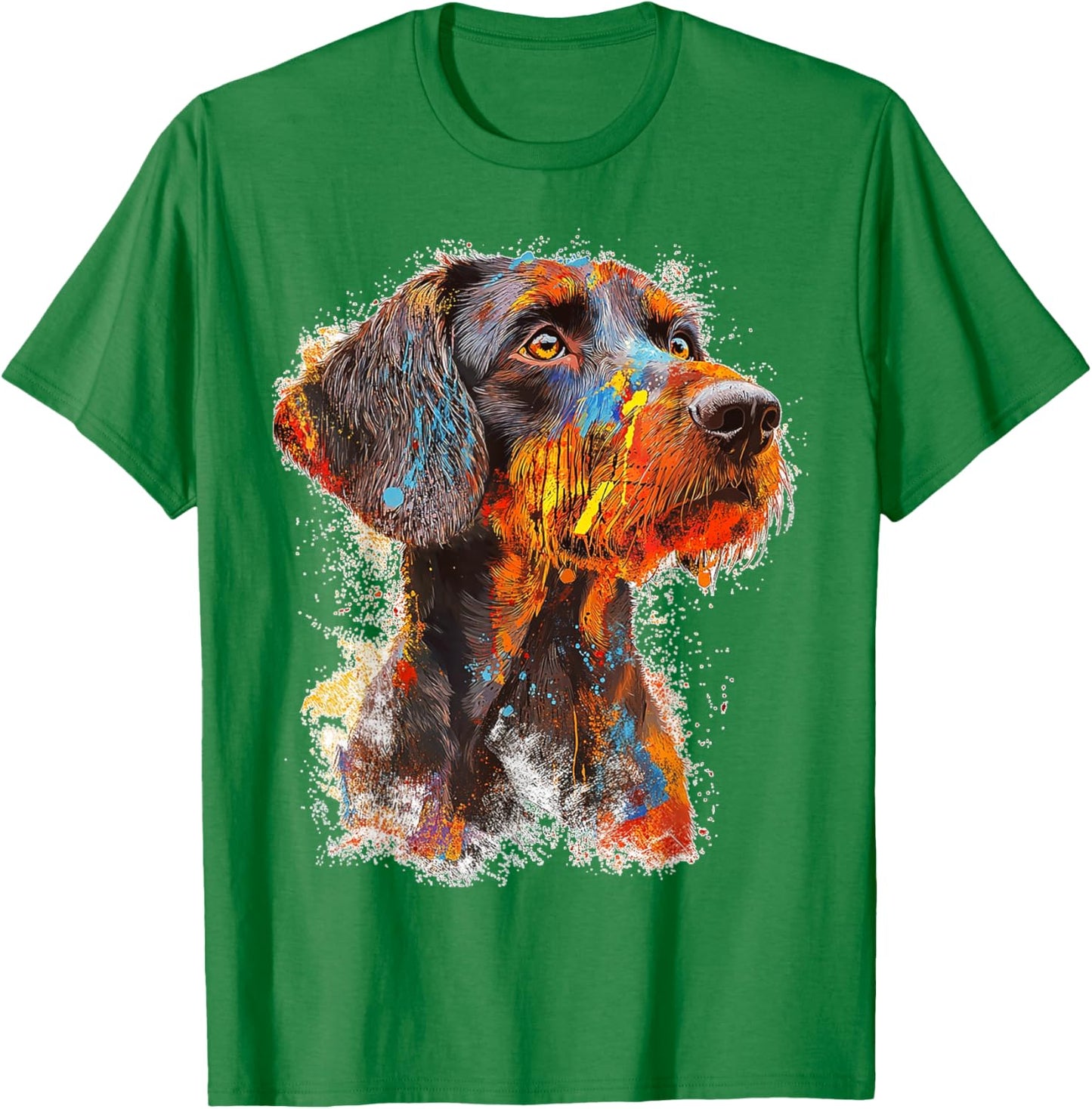 German Wirehaired Pointer Dog Motif Pet Artwork T-Shirt - T-Shirt | Irish Green