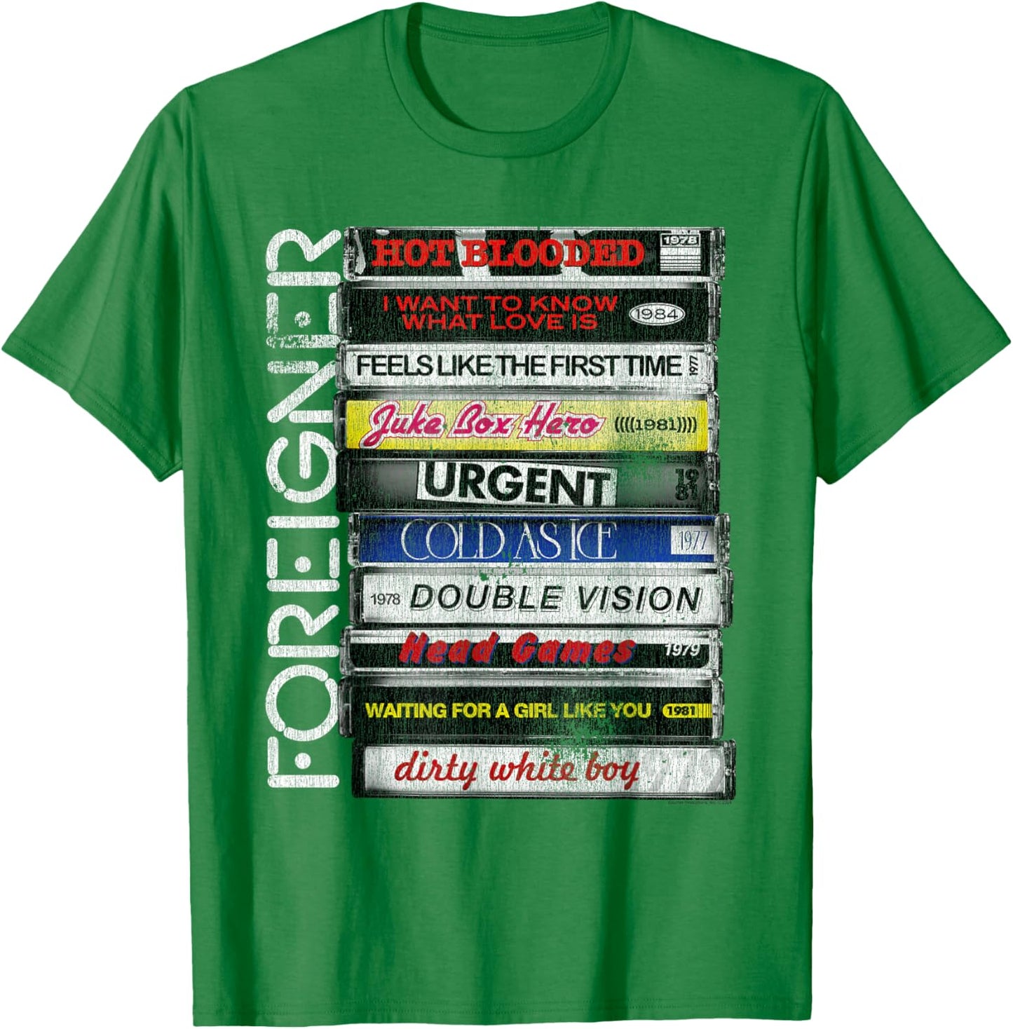 Foreigner Classic Hit Songs 80s Rock Band T-Shirt - T-Shirt | Irish Green