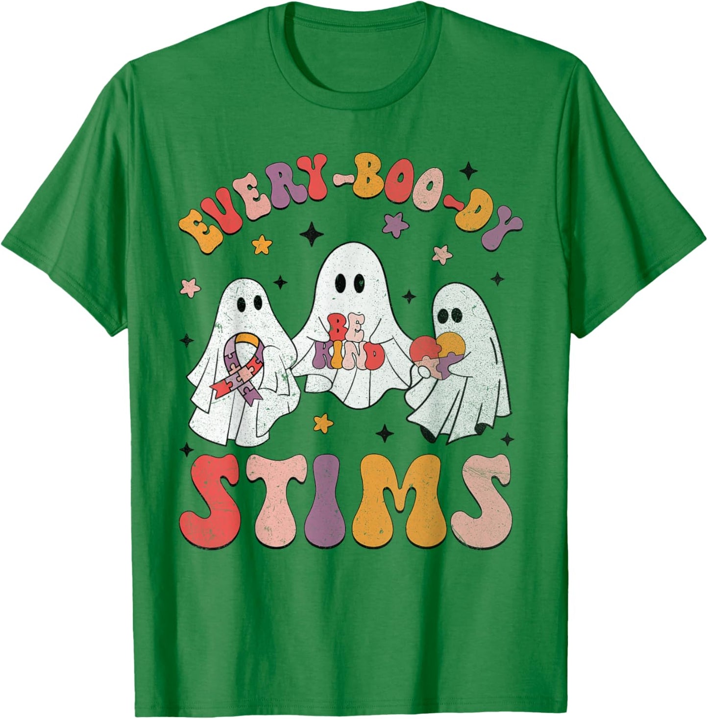 Every-Boo-Dy Stims Funny Autism Ghost Halloween Sped Teacher T-Shirt - T-Shirt | Irish Green