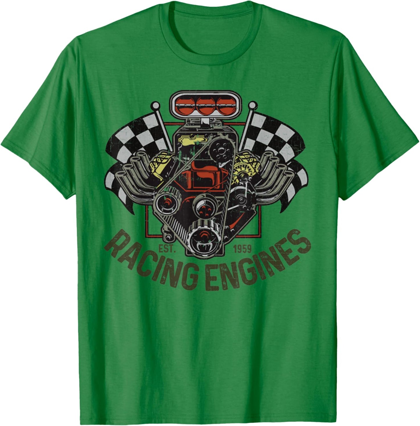 Vintage Drag Racing Retro Car Engine Mechanics Motor Racing T-Shirt - T-Shirt | Irish Green