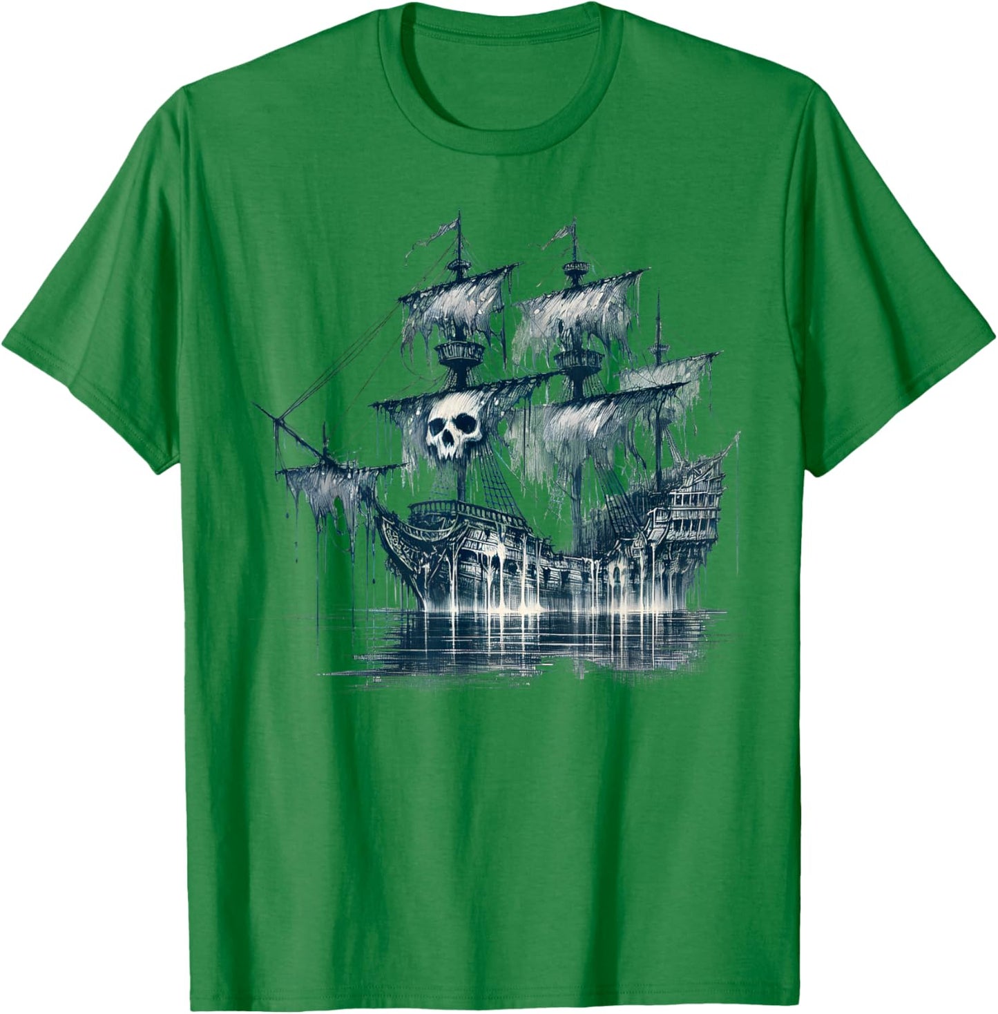 Cool Ghost Ship with Skull Argh Pirate T-Shirt - T-Shirt | Irish Green