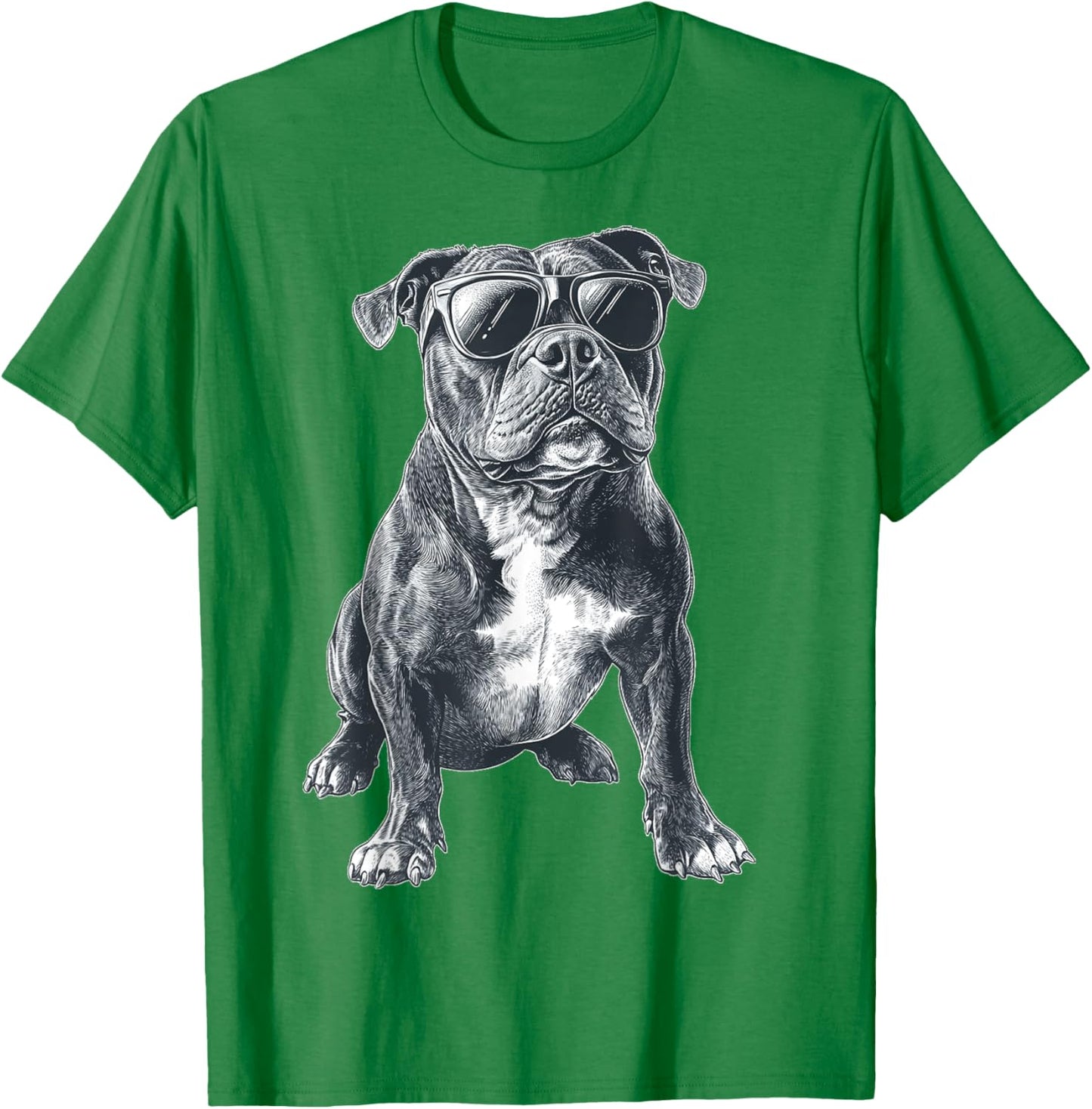 American Bully Dog Motif Pet Illustration American Bully T-Shirt - T-Shirt | Irish Green