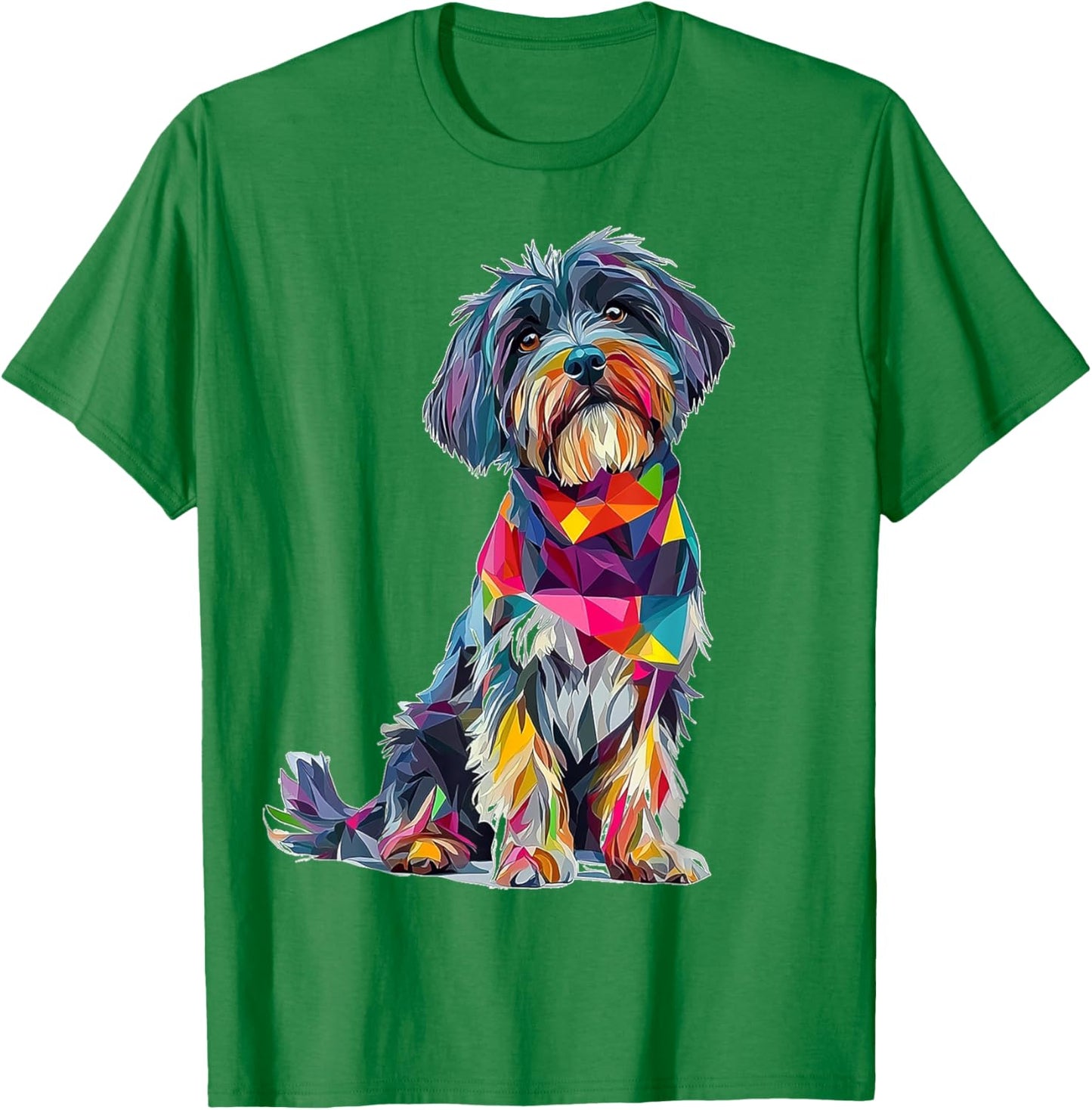 Tibetan Terrier Dog Graphic Pet Art Colorful Tibetan Terrier T-Shirt - T-Shirt | Irish Green