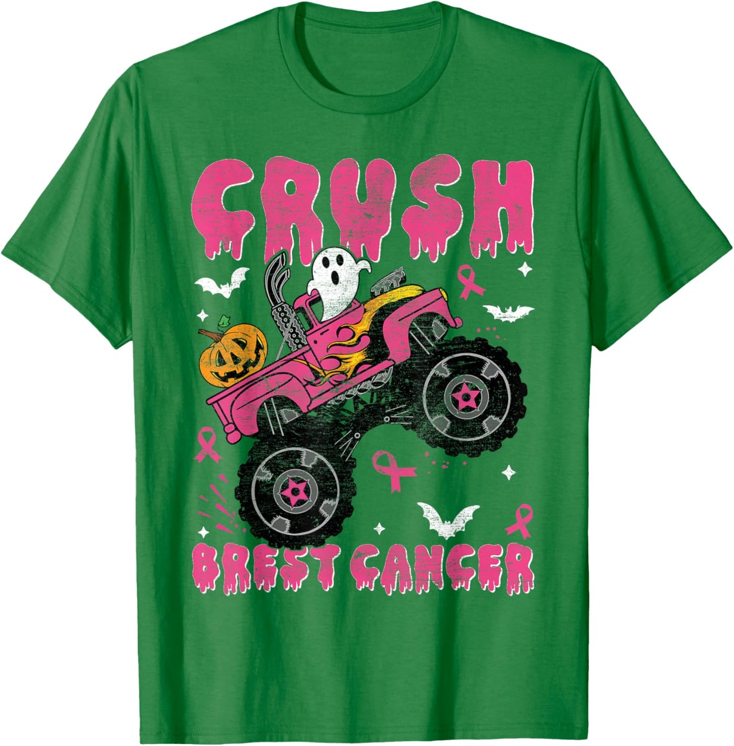 Halloween Monster Truck Crush Breast Cancer Awareness Kids T-Shirt - T-Shirt | Irish Green